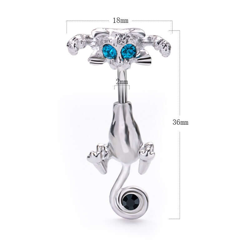 Naughty Black Cat Double Mount Belly Rings - UZ248 | Stylish Gothic Belly Button Rings for Women | Perfect for Halloween Costumes & Body Jewelry Lovers