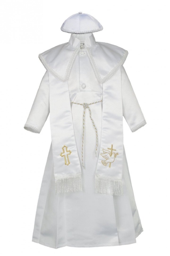 Baby Boy Christening Gown Outfit - Gold Baptism Dress with Dove & Cross Design + Church Hat 0-30 Months | Perfect for Church Ceremonies, Christenings & Special Occasions