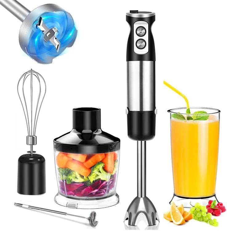 Electric Hand Blender Set - 3-in-1 Immersion Blender with Whisk & Chopper Attachments - Powerful 300W Motor for Smoothies, Soups & Baby Food - Perfect for Kitchen, Home Cooking & Meal Prep