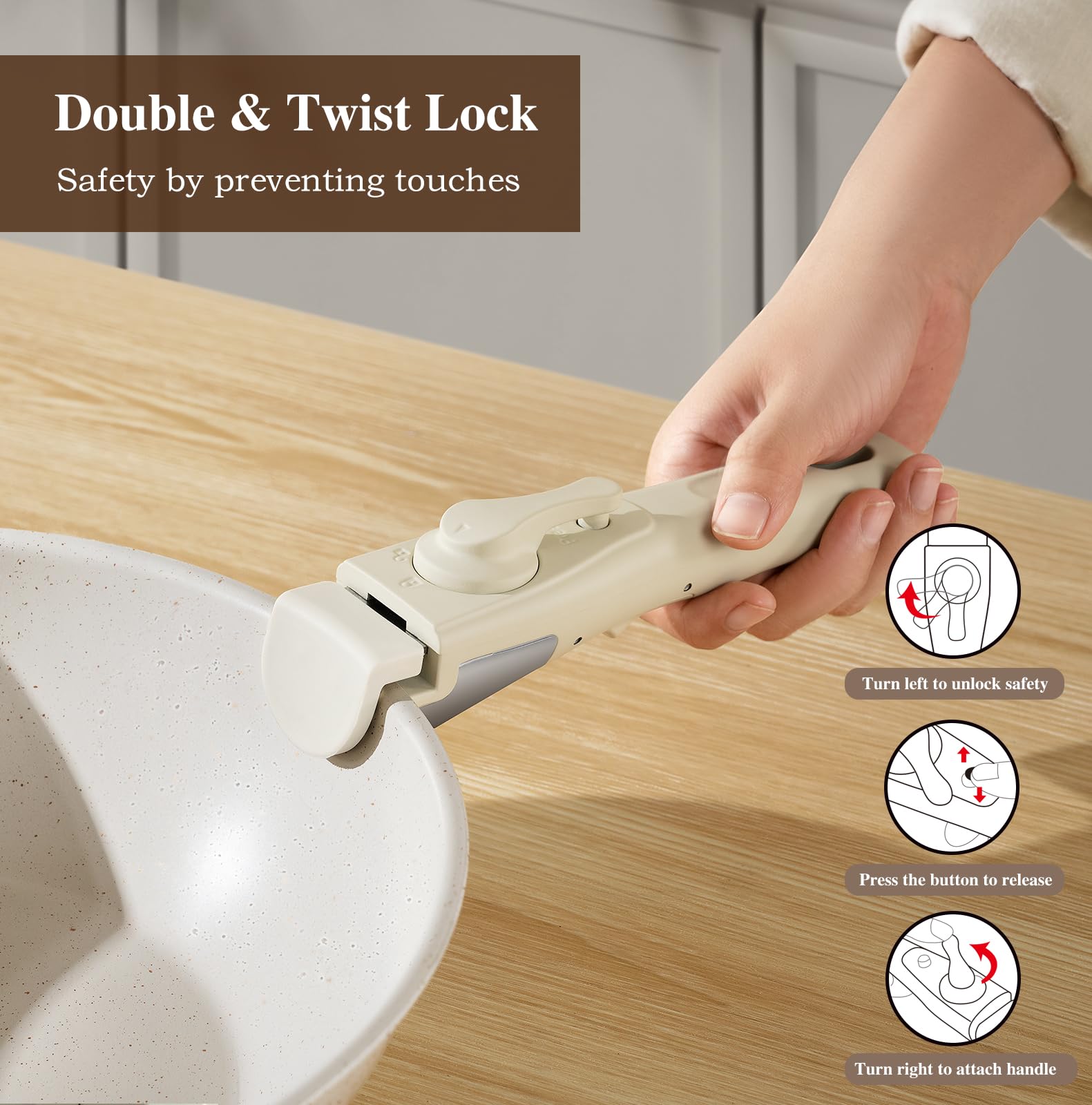20-Piece Non-Stick Pots and Pans Set with Detachable Handles - Stackable Granite Cookware for Induction, RV & Kitchen - Dishwasher & Oven Safe Cream White - Perfect for Camping, Small Spaces & Everyday Cooking