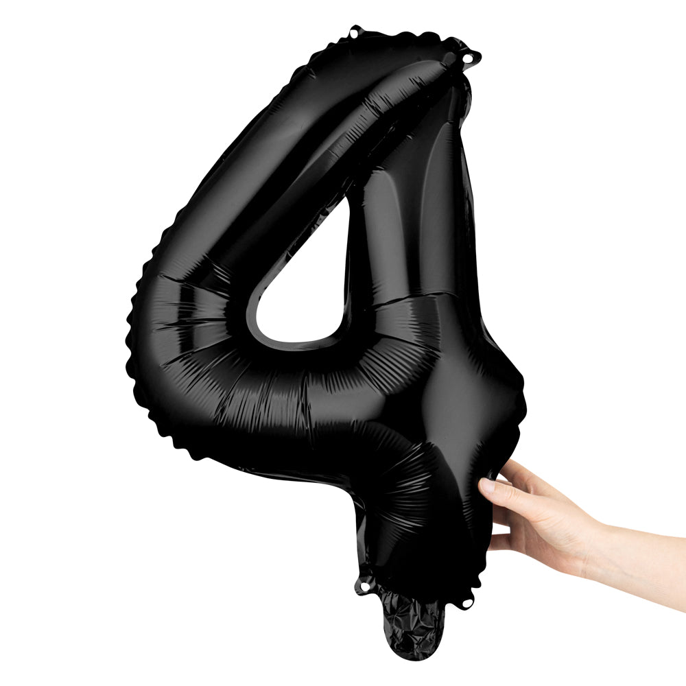 Balloonify Black Mylar Number 4 Balloon - 16 Inch Large Foil Number Balloon for Birthdays, Parties & Celebrations (1 Count Box)