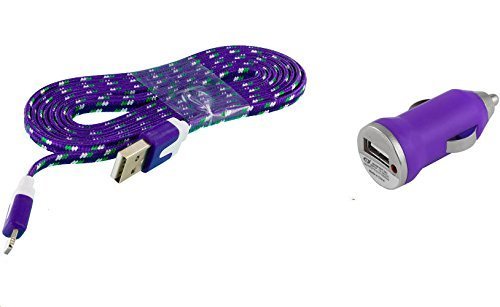 Premium Purple Braided Type-C Fast Charging Cable with Car Cigarette Lighter Adapter - Compatible with OnePlus Nord N200 & Most USB-C Devices - Perfect for Car Charging, Travel & On-the-Go Use