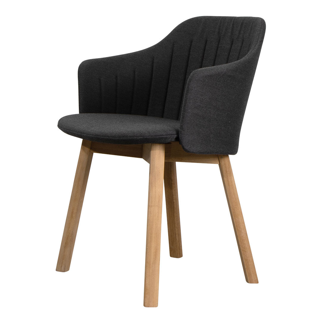 Premium Outdoor Chair with Wood Base & Comfortable Back/Seat Cushion - Perfect for Patio, Garden, Poolside, and Backyard Relaxation