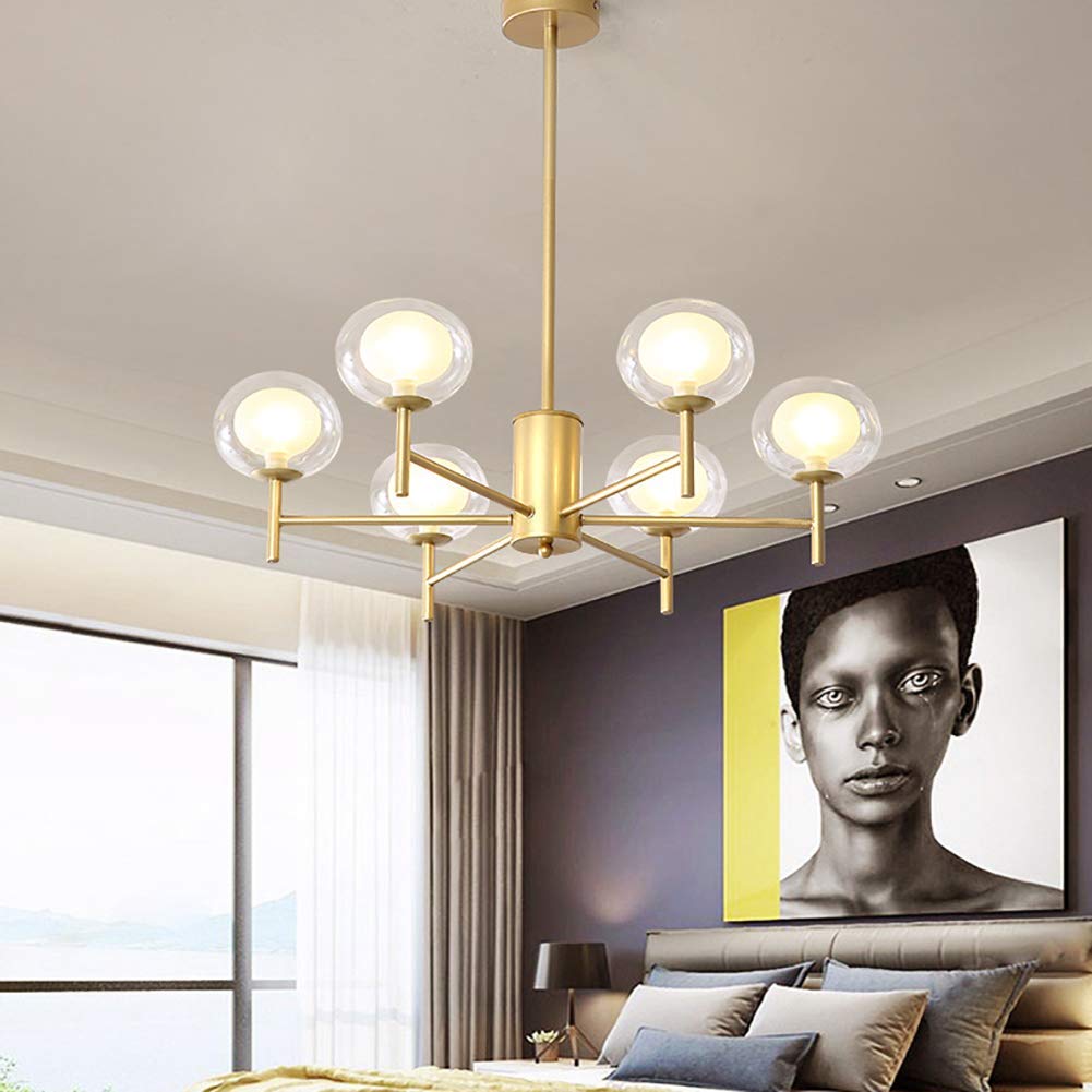 Modern Sputnik Chandelier - 9-Light Mid Century Pendant Lighting Fixture with Adjustable Arms, Golden Finish - Perfect for Dining Room, Living Room, Entryway & Bedroom Lighting