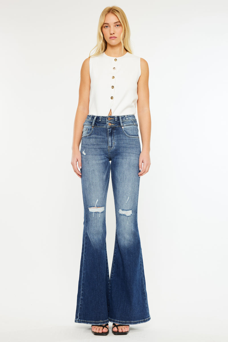 Chloe High Rise Super Flare Jeans for Women - Vintage 70s Inspired Stretch Denim Pants | Perfect for Casual Outfits, Date Nights & Retro Fashion Looks