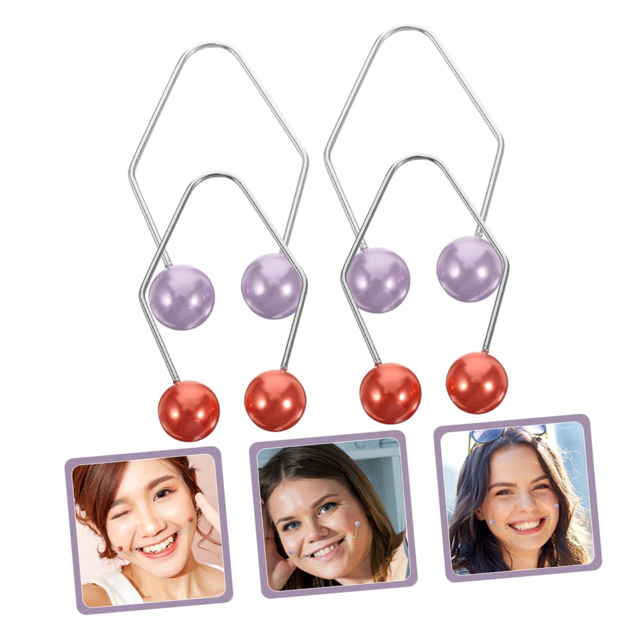 Face Dimple Maker Set – 2 Pairs Red Women's Dimple Trainer for Natural Cheek Dimples | Multi-functional Facial Beauty Tool for Smile Enhancement & Confidence Boost | Perfect for Self-Care, Cosplay & Makeup Practice