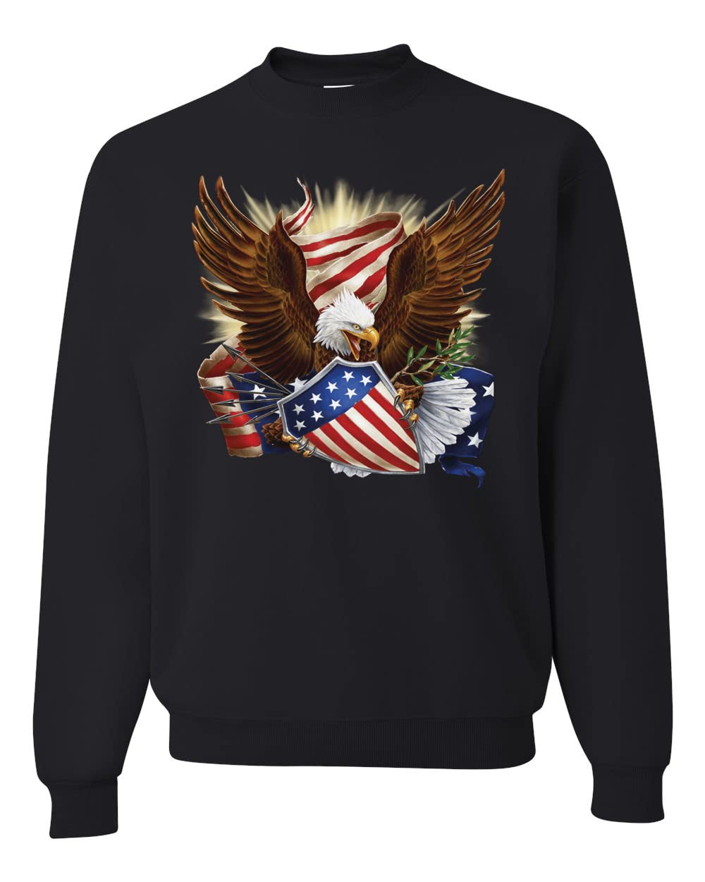 Wild Bobby Eagle American Flag Graphic Sweatshirt - USA Patriotic Unisex Crewneck Pullover | Perfect for 4th of July, Veterans Day & Patriotic Events