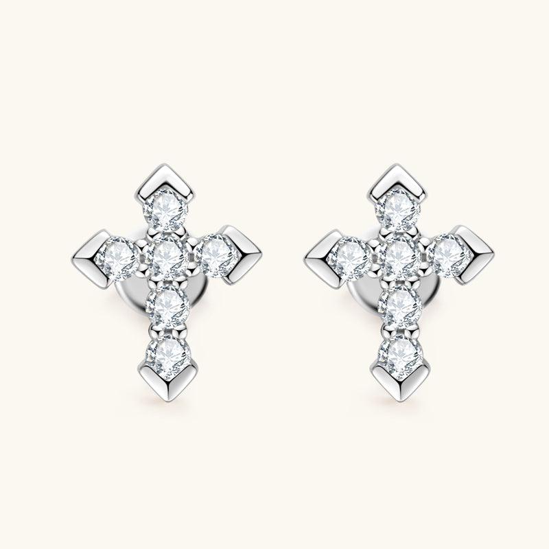 Shining Cross Premium Moissanite Stud Earrings for Women - 1.5ct Round Cut AAA Quality White Gold Plated Cubic Zirconia Earrings - Perfect for Wedding, Anniversary, Birthday & Everyday Elegance