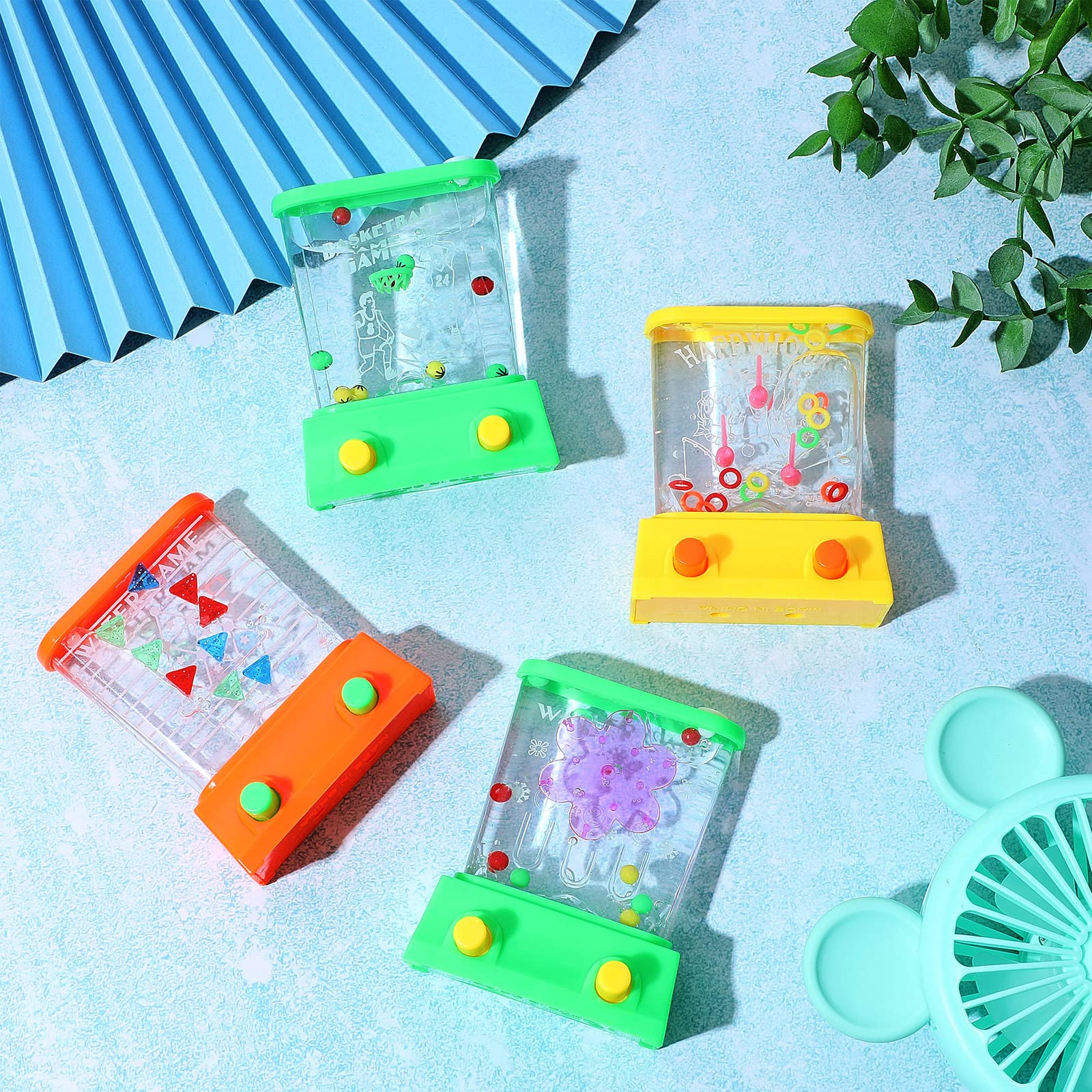 10 Pack Handheld Water Ring Toss Game Set - Fun Beach & Pool Party Toys for Kids & Adults - Outdoor Arcade Ring Toss Game for Backyard, Carnival & Summer Activities - Includes Fish Rings & Basketball Hoop Style