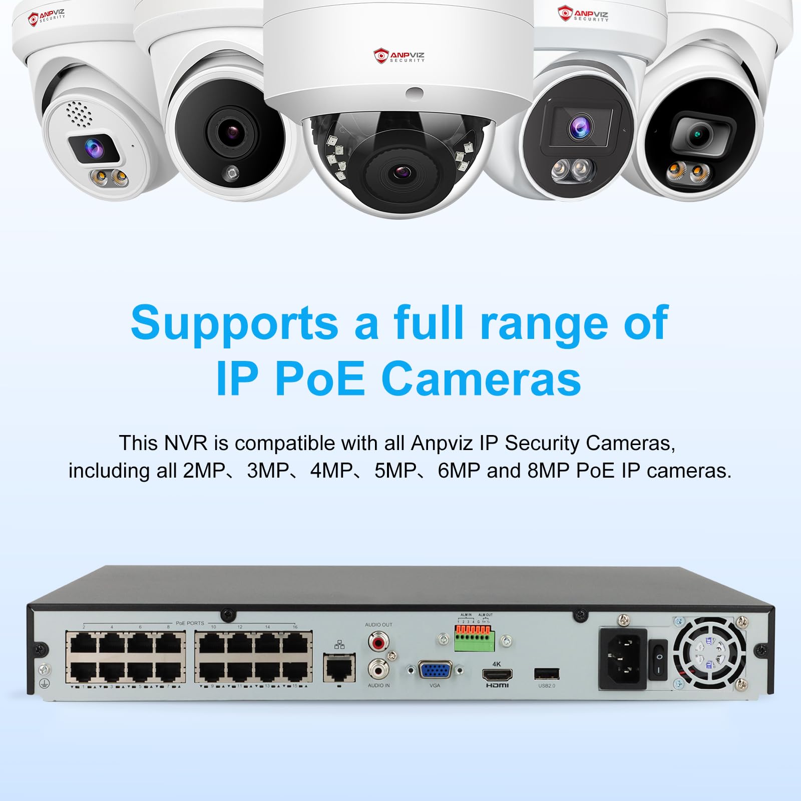 **Anpviz 4K 16CH PoE NVR Security System with Pre-Installed 4TB HDD - H.265+ 8MP/6MP/5MP/4MP/1080P IP Camera Support for Business & Home Surveillance - Ideal for Office, Retail & Warehouse Security**