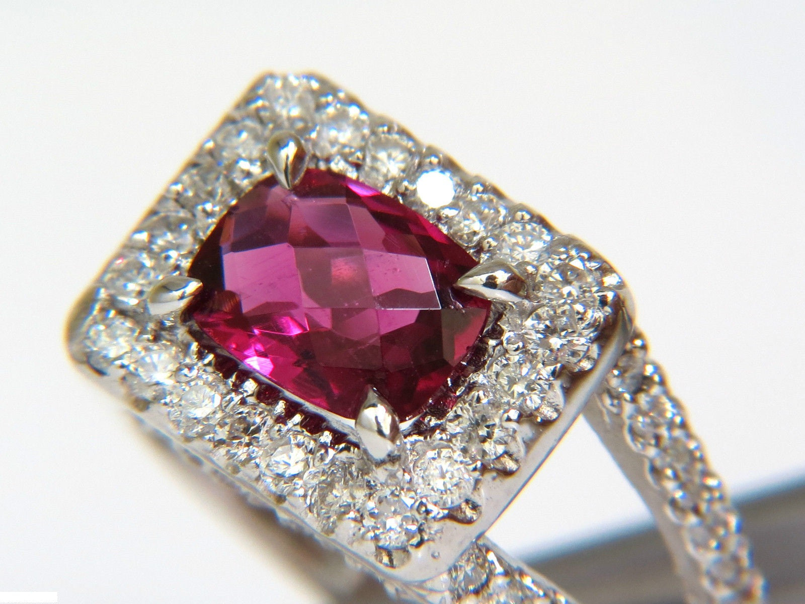 2.73CT Natural Bright Pink Tourmaline Diamond Ring in 14KT Gold - Elegant Split Shank Design for Weddings, Anniversaries & Special Occasions