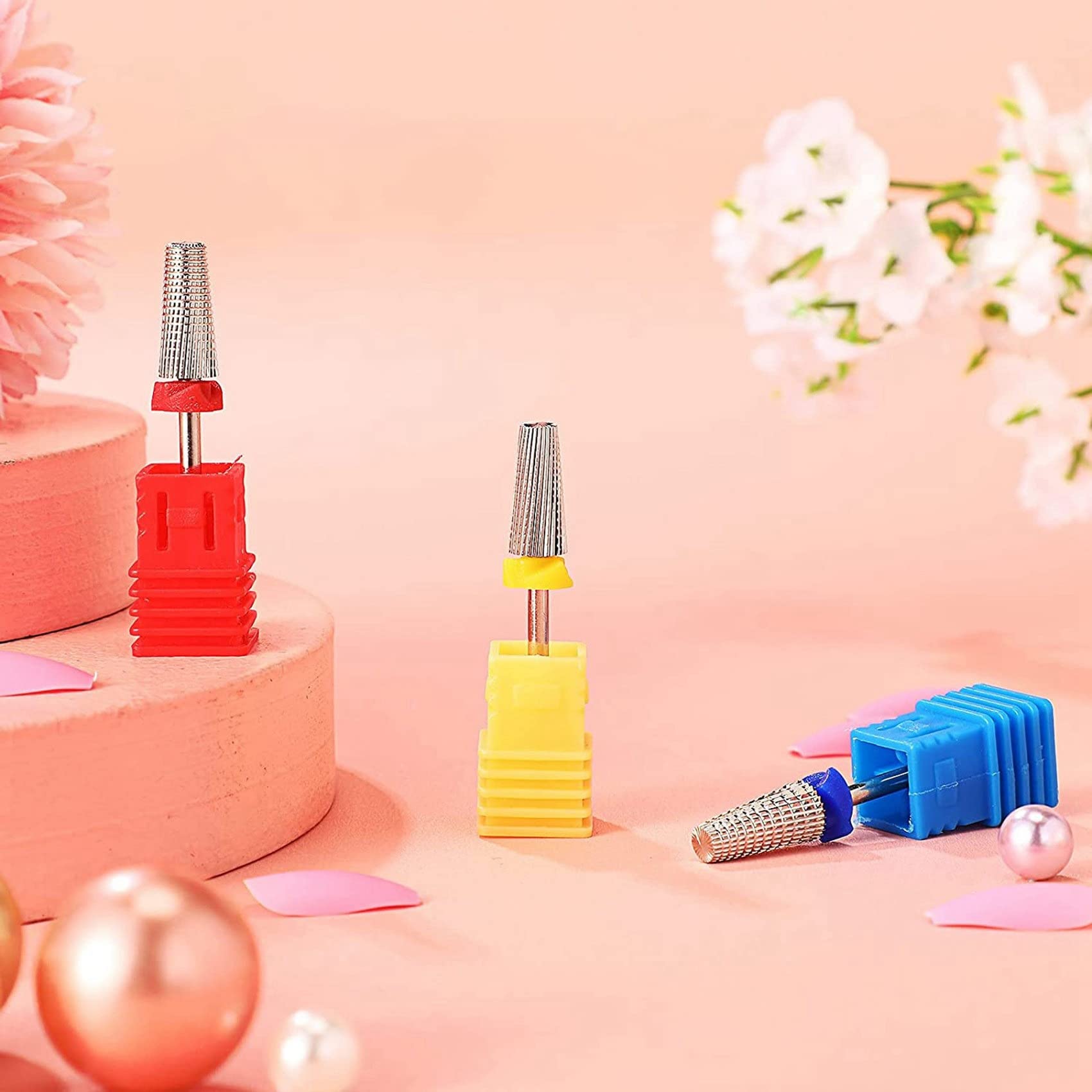 Nicfaky 3-Piece Nail Drill Bit Set - 5-in-1 Multi-Function Carbide Tapered Shaping Bits for Professional Manicure & Pedicure - Compatible with Left & Right Hand Use - Perfect for Salon, Home Nail Care & DIY Gel Polish Application