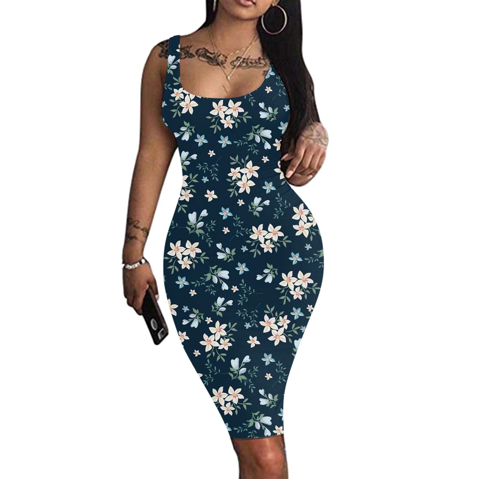 Women's Sexy Butterfly Print Bodycon Mini Dress - Sleeveless Cami Summer Party Club Dress | Perfect for Beach Vacations, Night Out & Casual Wear