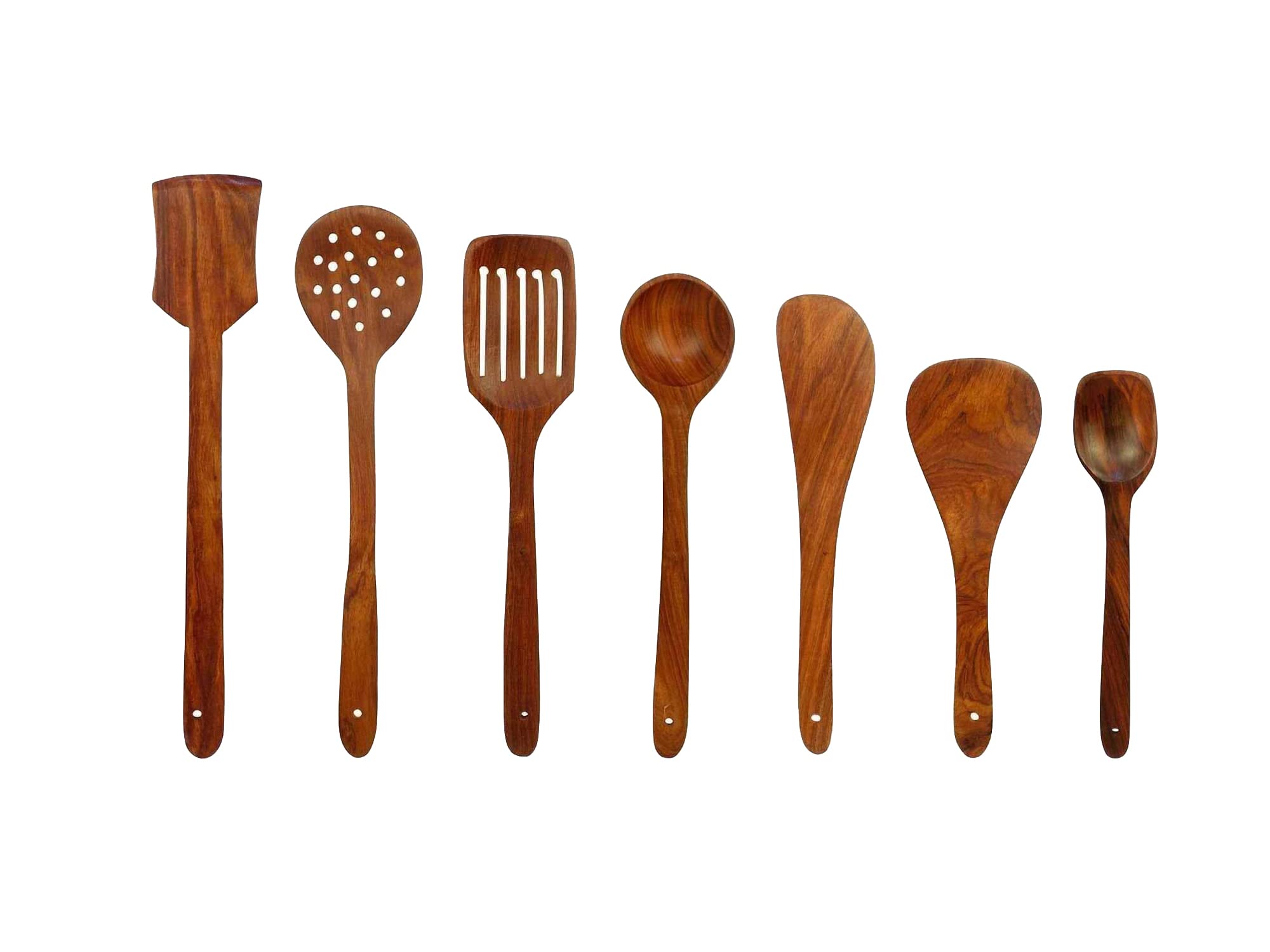 CRAFTCASTLE 7-Piece Sheesham Wooden Serving & Cooking Spoon Set - Natural Brown Kitchen Utensils for Cooking, Serving & Dining - Perfect for Home, Restaurants & Gifting