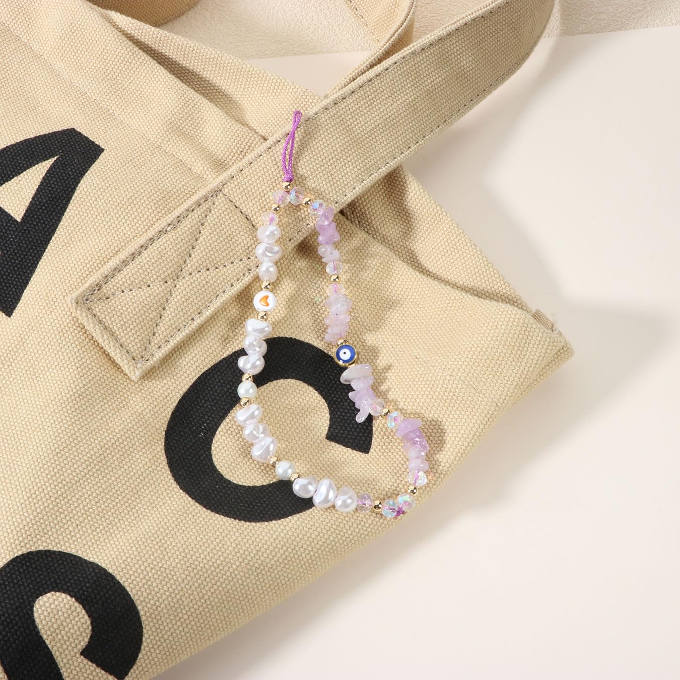 Evil Eye Phone Charm Strap - Beaded Crystal Phone Lanyard with Evil Eye Protection - Kawaii Preppy Phone Keychain for Women & Girls - Perfect for iPhone, Samsung, Keys & Backpacks