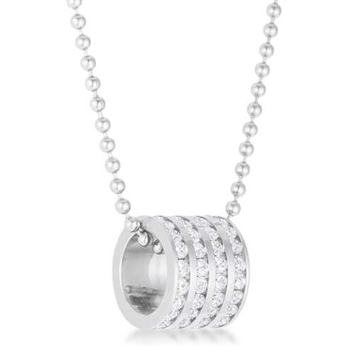 1.1ct Cubic Zirconia Rhodium Plated Stainless Steel Pendant Necklace for Women - Elegant Jewelry Gift for Birthday, Anniversary & Special Occasions