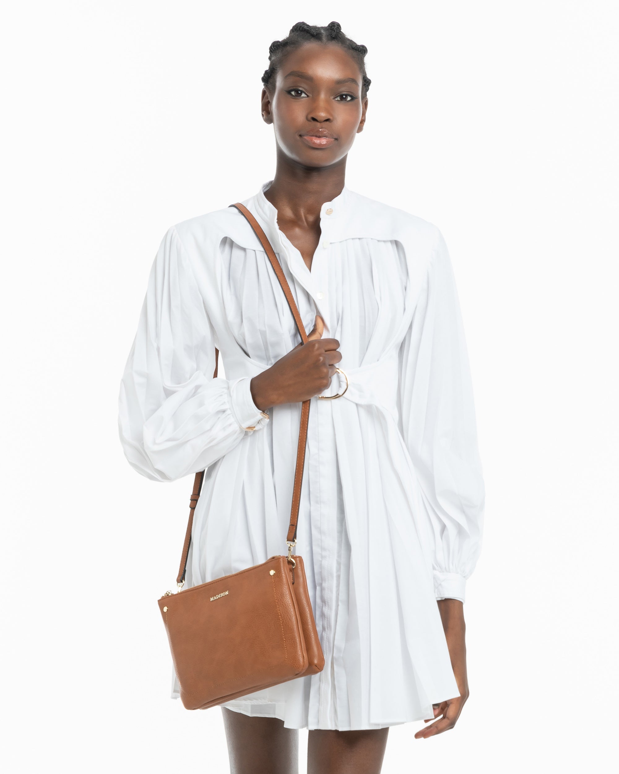 Charlotte Double Zip Crossbody Bag for Women - Stylish Leather Shoulder Purse with Two Compartments - Perfect for Travel, Work & Everyday Use