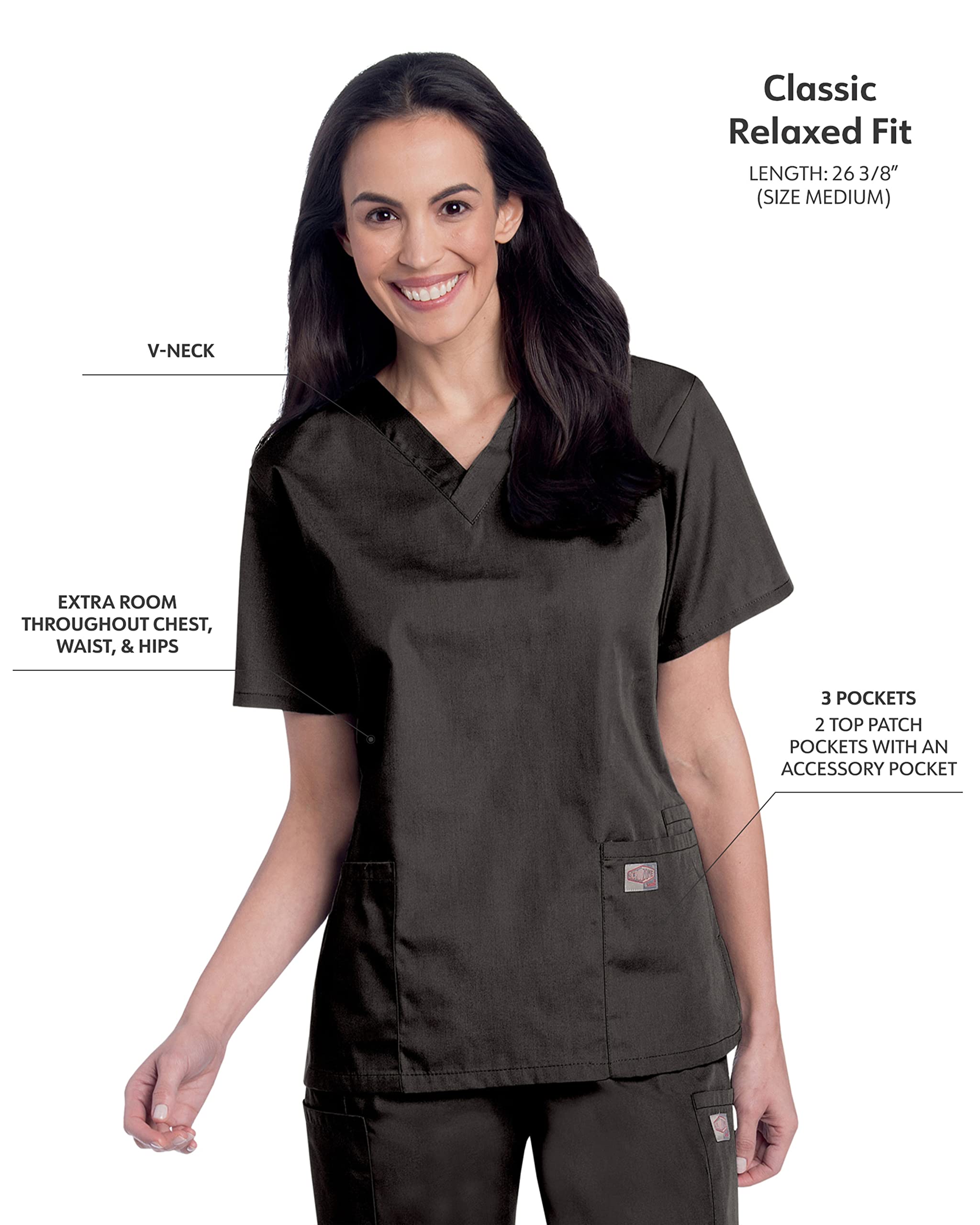 Landau Scrub Zone Relaxed Fit 2-Pocket V-Neck Scrub Top for Women 70221 - Comfortable Medical Uniform for Nurses & Healthcare Workers - Perfect for Hospitals, Clinics & Long Shifts