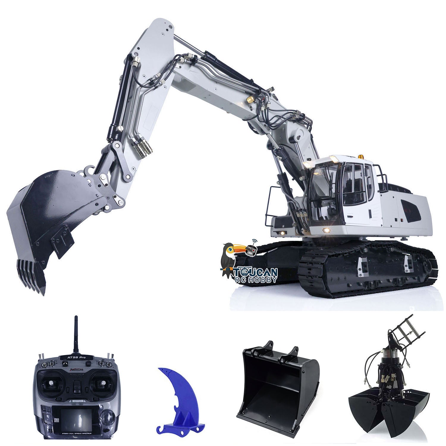 MTMODEL 1/14 Scale 946 3 Tracked RC Hydraulic Excavator Toy - Metal Construction, Pre-Assembled & Painted Heavy Duty Machine with Clamshell Bucket & Ripper (AT9S Model) - Perfect for Construction Enthusiasts, Collectors & RC Hobbyists