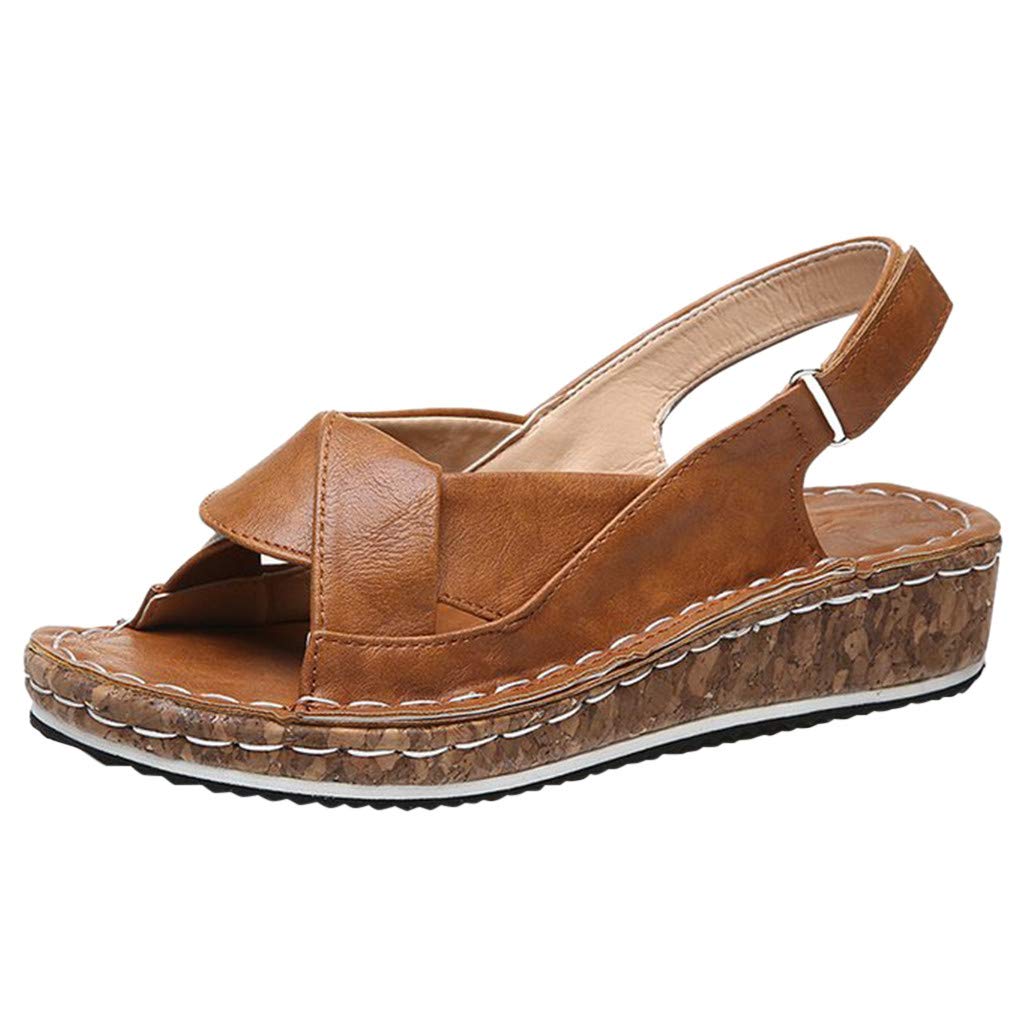Women's Summer Hollow Out Wedge Sandals with Buckle - Comfortable Casual Shoes for Ladies, Size 10.5 - Perfect for Beach, Vacation, and Everyday Wear