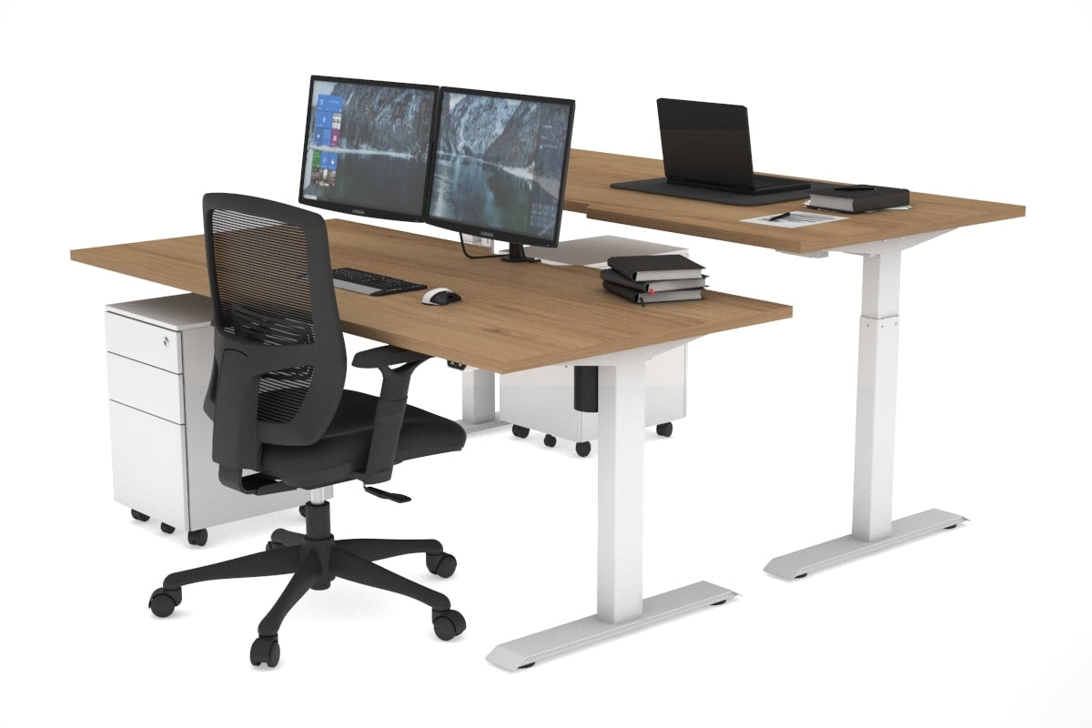 Height Adjustable 2 Person Workbench - 1600L x 800W with Cable Management - Perfect for Office, Workshop & Collaborative Workspaces