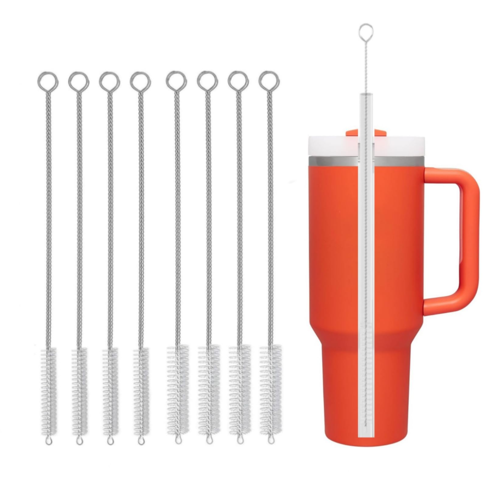 8-Pack Reusable Straw Cleaner Brush for Stanley, Owala & Yeti Tumblers - Durable Bottle Straw Cleaning Brushes for Travel, Gym & Outdoor Activities