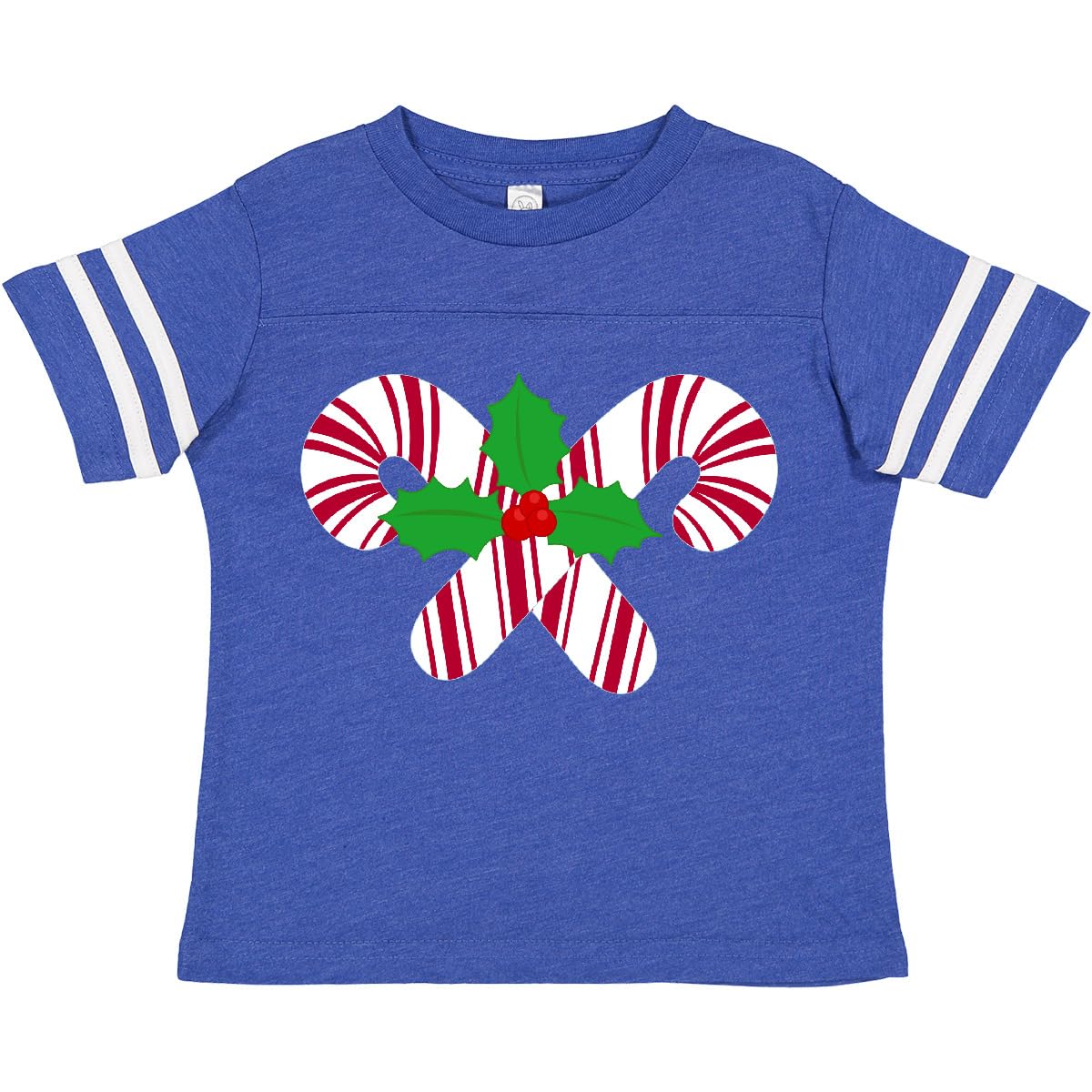 Inktastic Candy Canes and Holly Christmas Toddler T-Shirt - Festive Holiday Outfit for Toddlers - Perfect for Christmas Parties, Family Photos & Holiday Gatherings