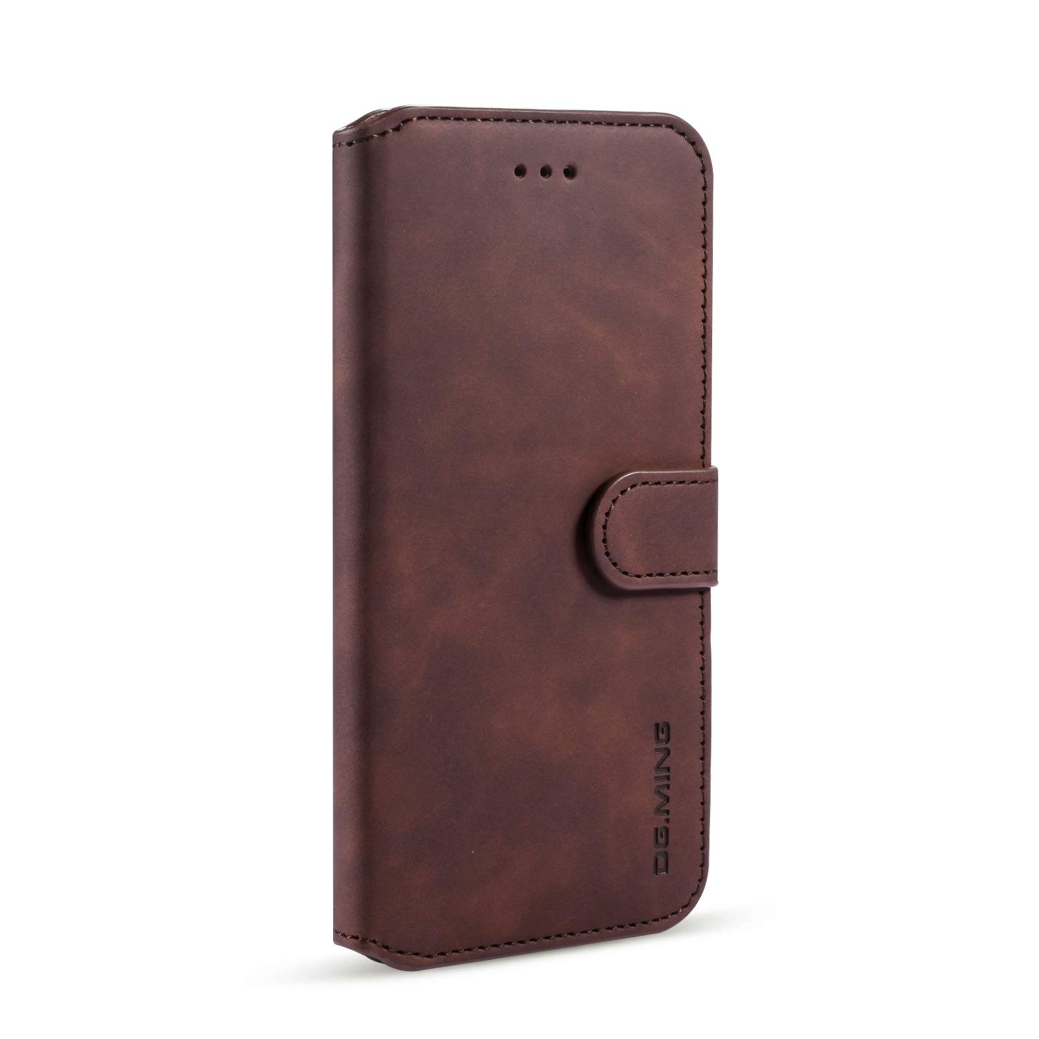 UEEBAI Luxury PU Leather Vintage Wallet Flip Cover Case for iPhone SE 2022 5G/SE3/SE2/SE 2020/7/8 - Magnetic Stand Folio with Card Slots & Shockproof Protection (Coffee) | Perfect for Business, Travel & Everyday Use