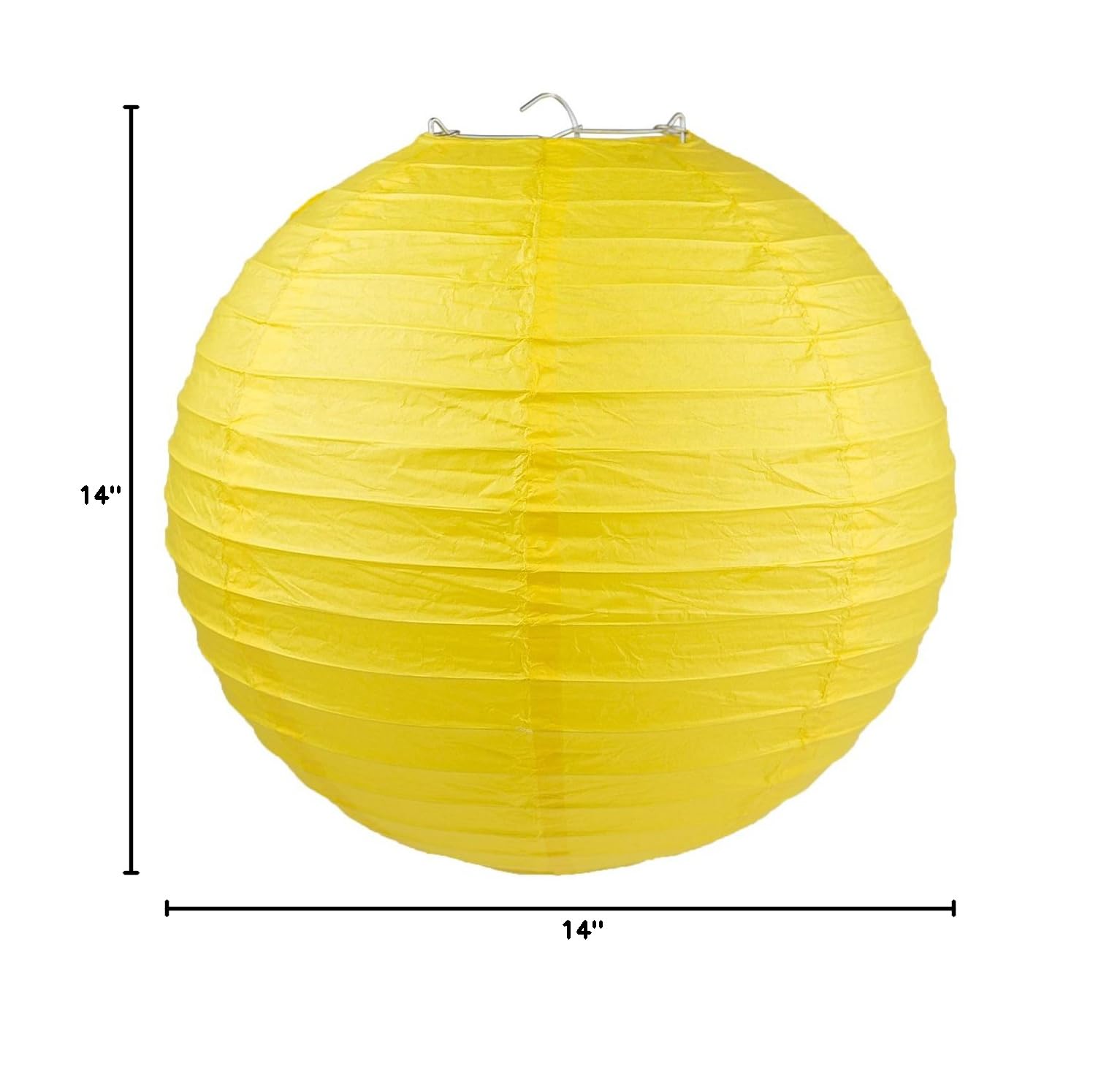 Round Paper Lanterns 10 Pack - Yellow Hanging Lanterns for Wedding & Party Decor (14