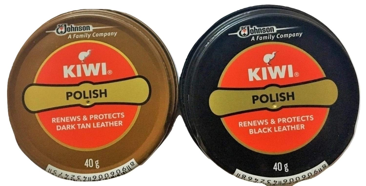 Kiwi Shoe Polish Paste - Black & Dark Tan (2-Pack, 0.2 fl oz Each) | Premium Leather Shoe Care for Men & Women | Perfect for Dress Shoes, Boots & Professional Footwear