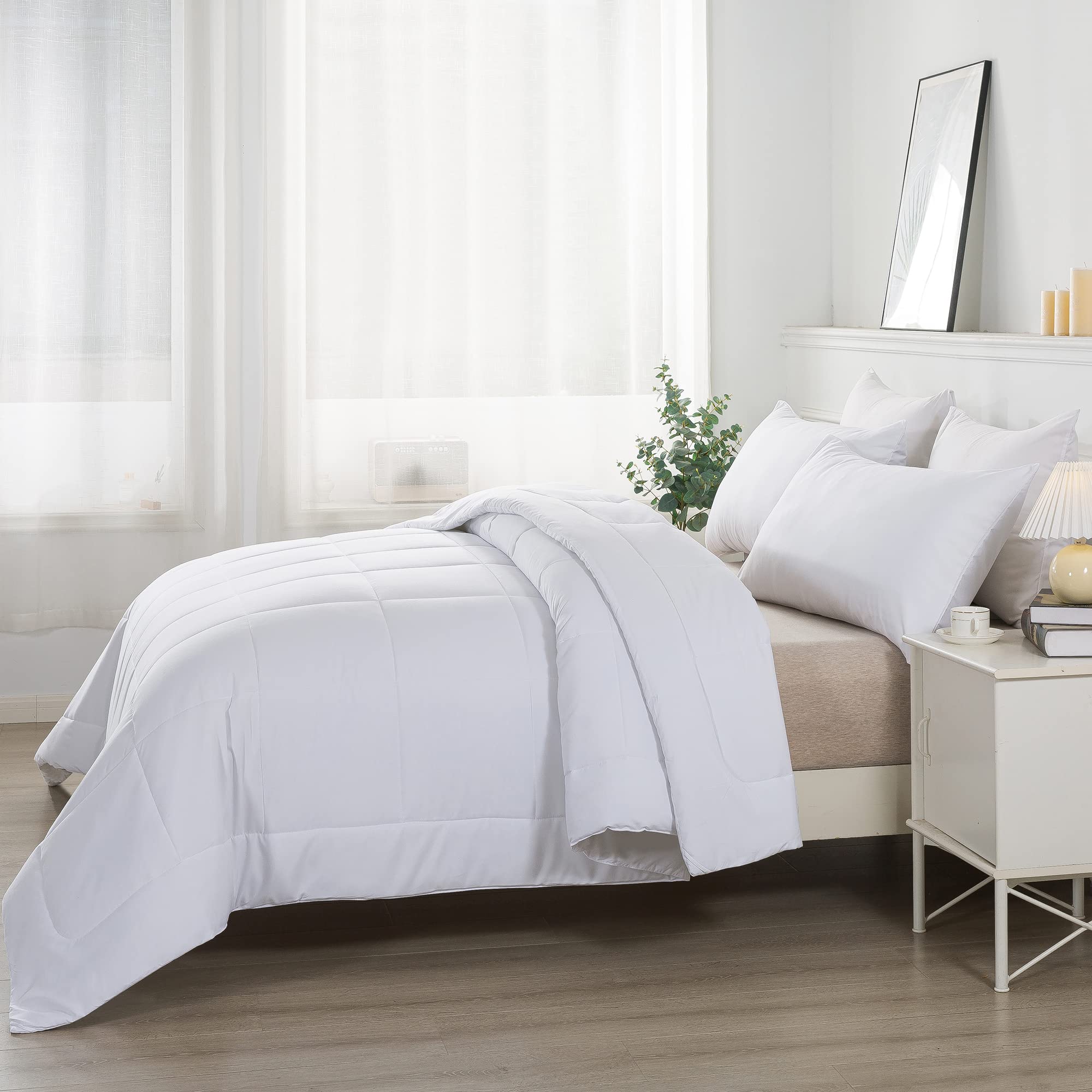 DOWNCOOL King Size Comforter Set - 3 Piece All Season Bedding with Pillow Cases for Cozy Sleep