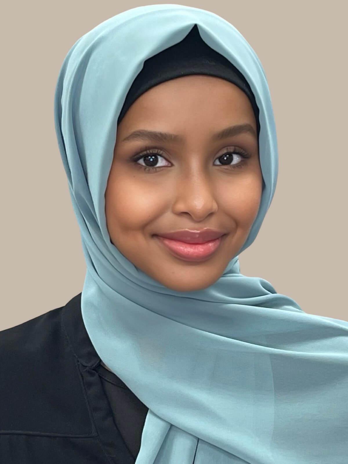 Luxury Chiffon Hijab Scarf - Soft Pale Cyan Muslim Headscarf for Women - Perfect for Prayer, Modest Fashion & Everyday Wear