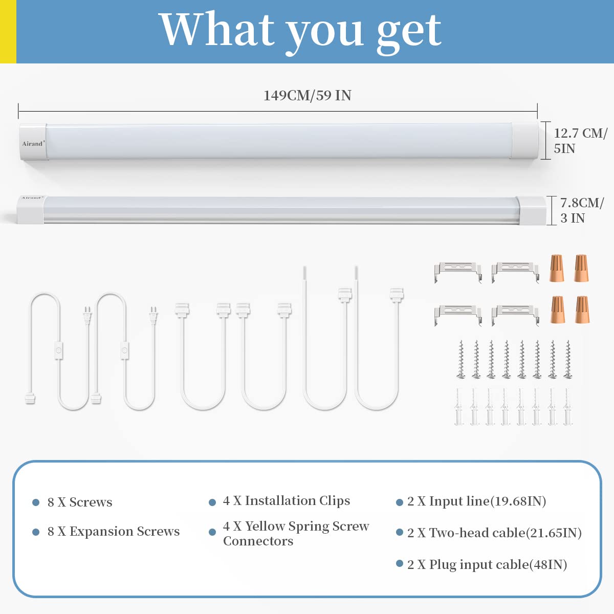 5FT LED Plug in Ceiling Light - 5000K Daylight Shop Light with Waterproof Design for Under Cabinet, Workbench & Garage - Energy Efficient LED Tube Lighting for Basement, Workshop & Home Use