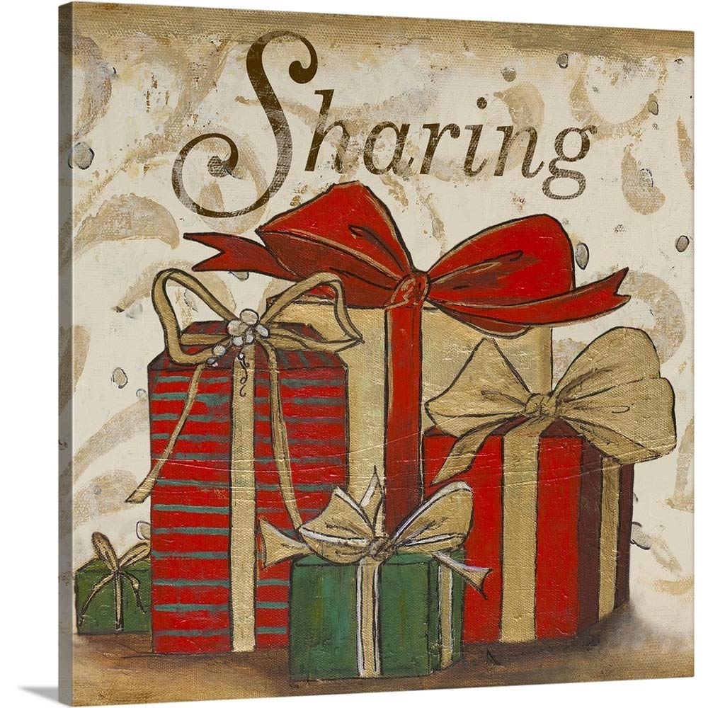 CANVAS ON DEMAND 2-Piece Giving and Sharing Canvas Wall Art Print Set - Christmas Wrapped Presents Design, Festive Holiday Home Décor for Living Room, Bedroom & Office