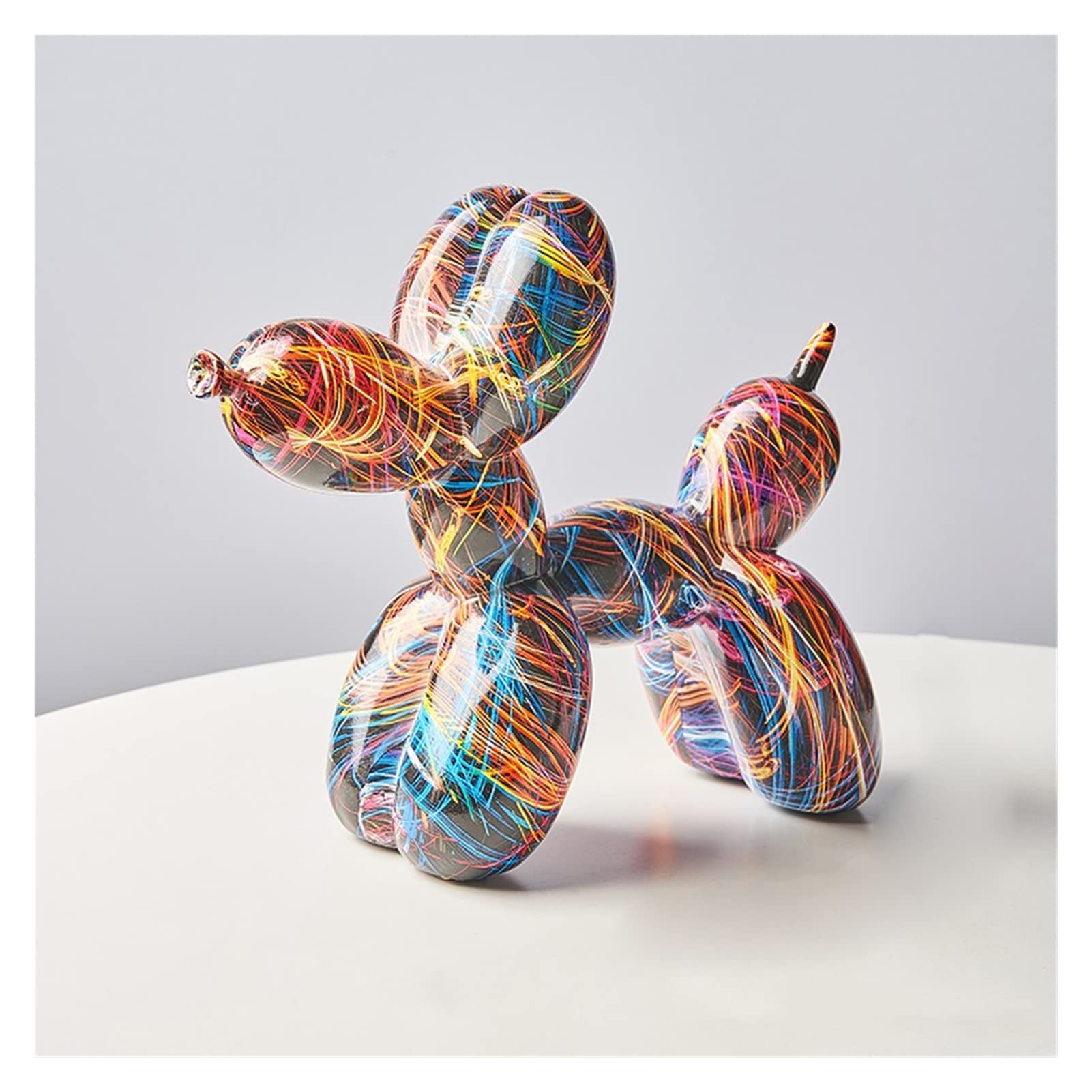 Nordic Painting Graffiti Balloon Dog Sculpture - Kawaii Miniature Animal Figurine for Home & Room Decor (Balloon Dog Style C) - Perfect for Living Room, Bedroom, Office & Gift Giving