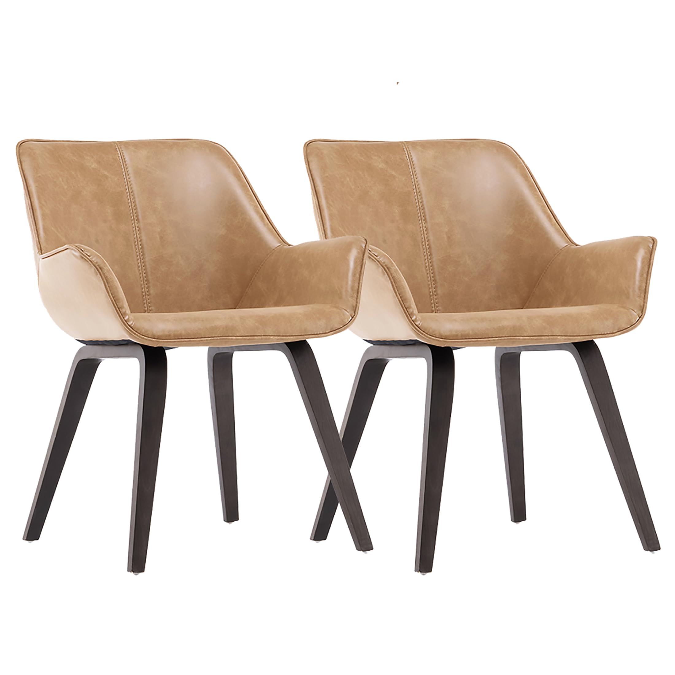 Set of 4 Yellow PU Leather Modern Accent Chairs - Upholstered Living Room & Dining Room Chairs (2 Pack) - Perfect for Home Decor, Lounge Seating & Small Space Furniture