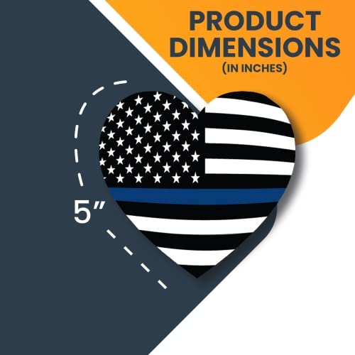 Thin Blue Line American Flag Heart Magnet - 5 Inch Heavy Duty Car Magnet for Truck, SUV, Police Support Decal - Made in USA - Perfect for Showing Law Enforcement Support on Vehicles & Metal Surfaces