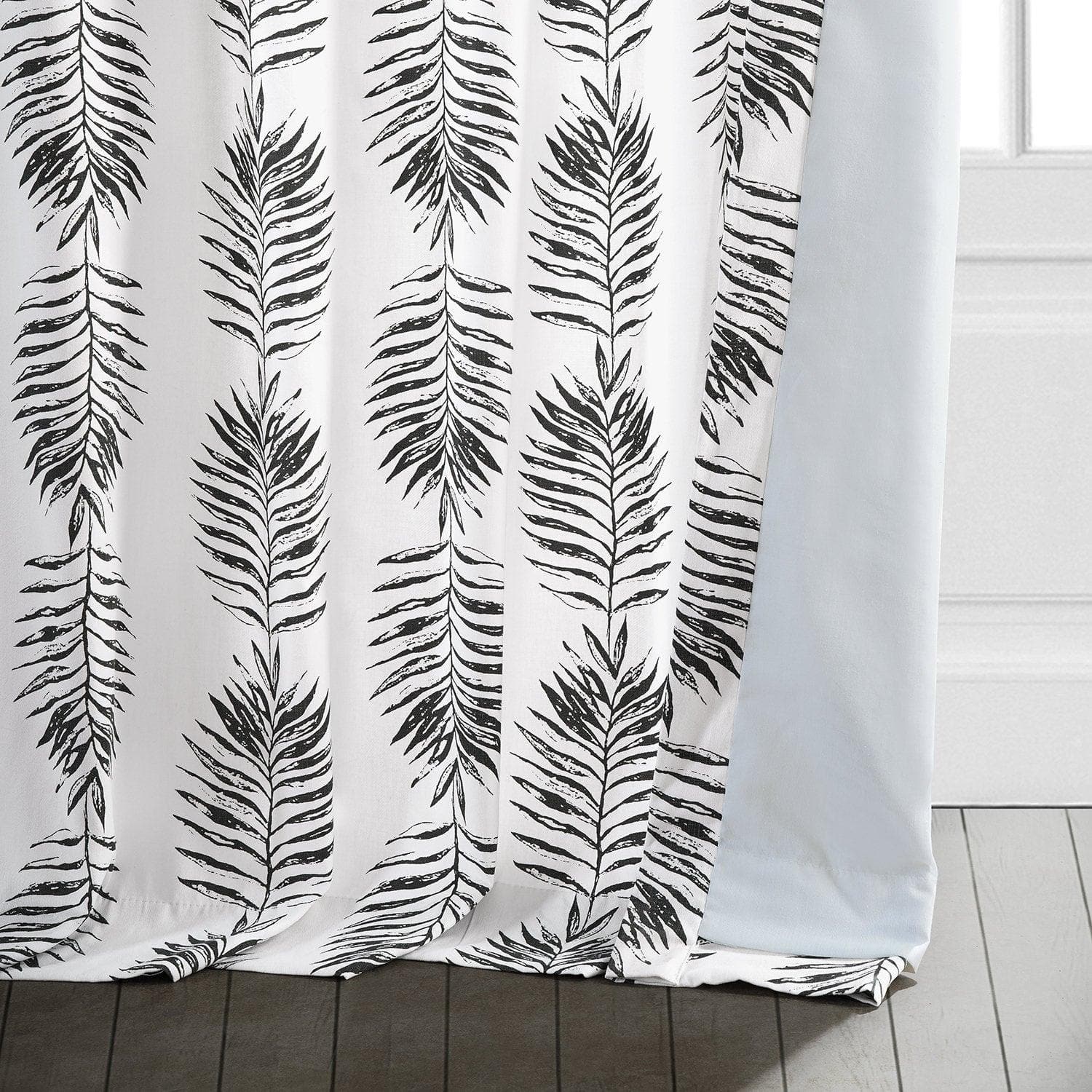 Black Floral Printed Cotton Room Darkening Curtains - Sago Collection | Elegant Window Treatment for Bedroom, Living Room & Home Decor
