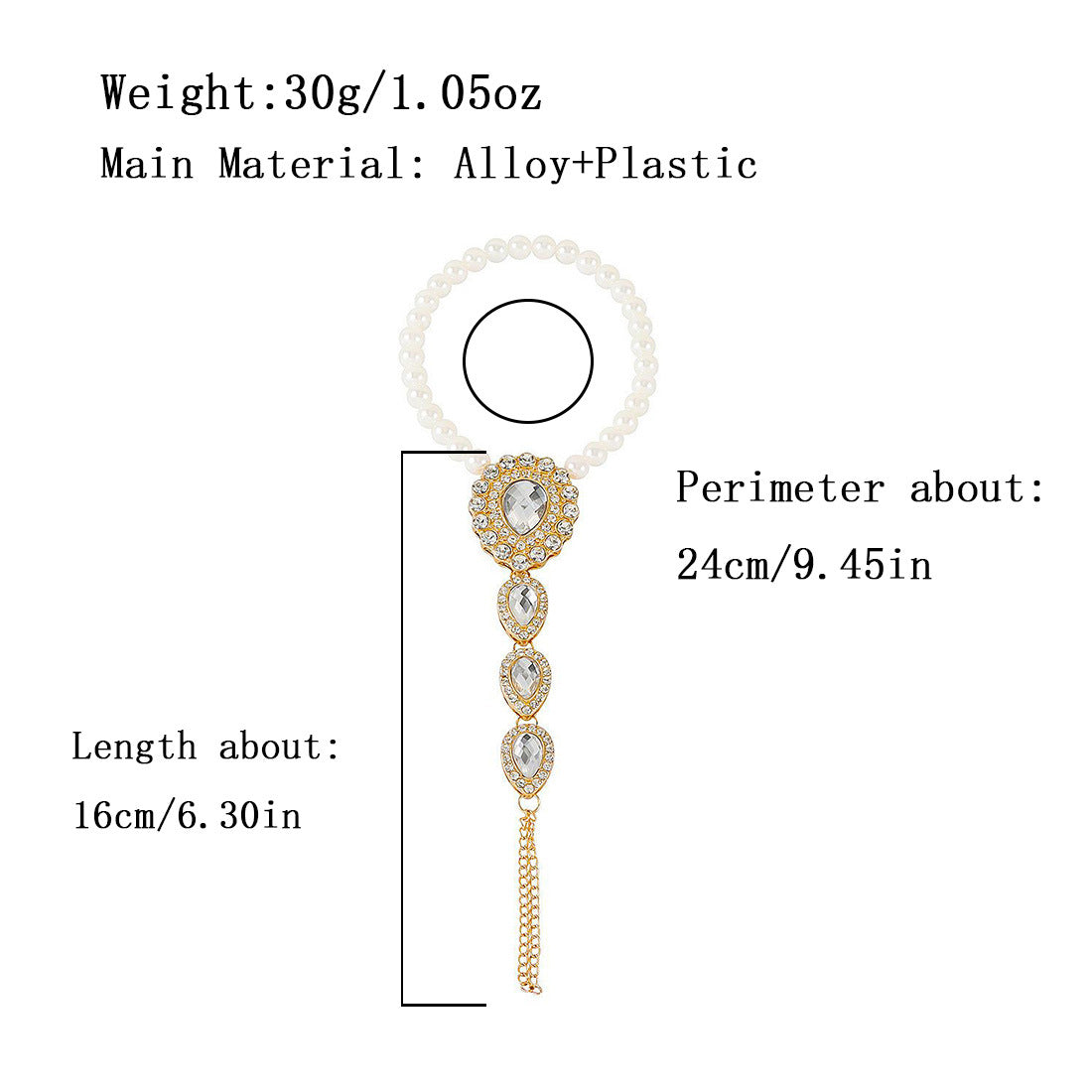 Bohemian Rhinestone Pearl Anklet Chain Bracelet Toe Ring Jewelry for Women | D0571 | Perfect for Beach, Summer Outfits and Boho Fashion Accessories