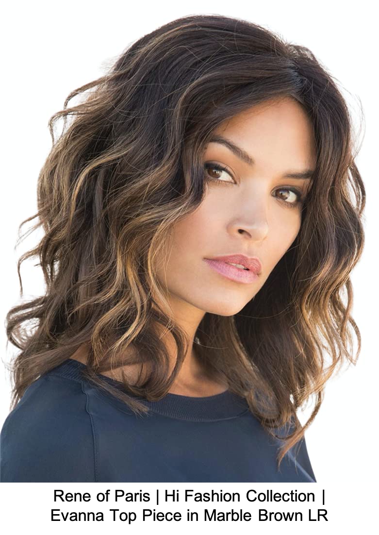 Rene of Paris EVANNA TOP PIECE 4PC Bundle - Hair Topper, 4oz Mara Ray Enriched Shampoo, Wide Tooth Comb & 19 Page Guide (Dark Chocolate) | Perfect for Thinning Hair & Hair Loss Solutions | Great for Daily Use & Special Occasions