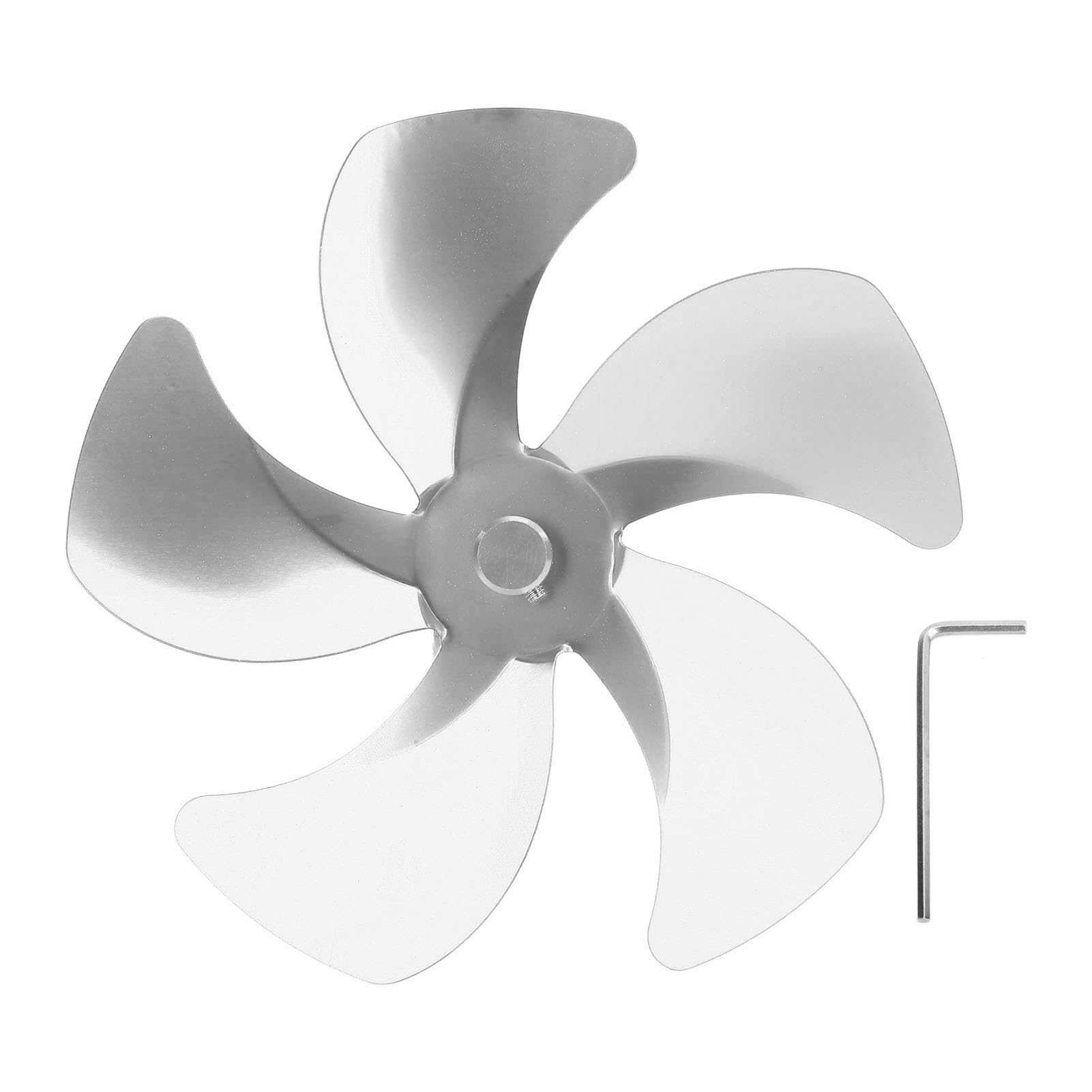 CHEOTIME 5-Blade Replacement Fan for Heat Powered Fireplace & Wood Stove - Silver | Efficient Heat Circulation Accessory for Cozy Home Heating