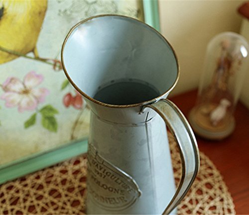 VANCORE Shabby Chic Large Metal Jug Flower Pitcher Vase - Farmhouse Decor, Rustic Wedding Centerpiece, Floral Arrangement Container for Home & Garden