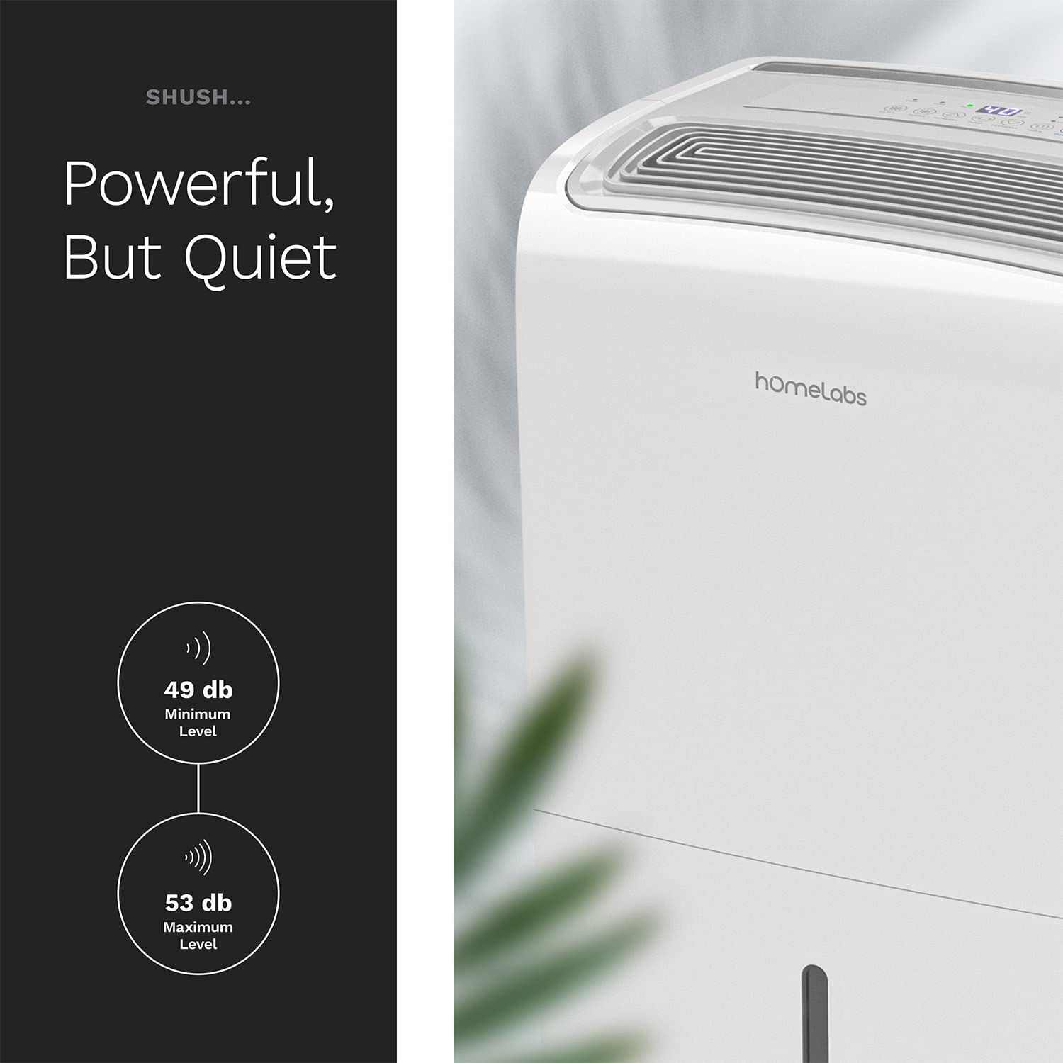 hOmeLabs 4000 Sq. Ft. Dehumidifier with Built-in Pump - 50 Pint Capacity for Large Rooms, Basements & Whole House - Powerful Moisture Removal & Humidity Control - Perfect for Home, Office & Storage Areas