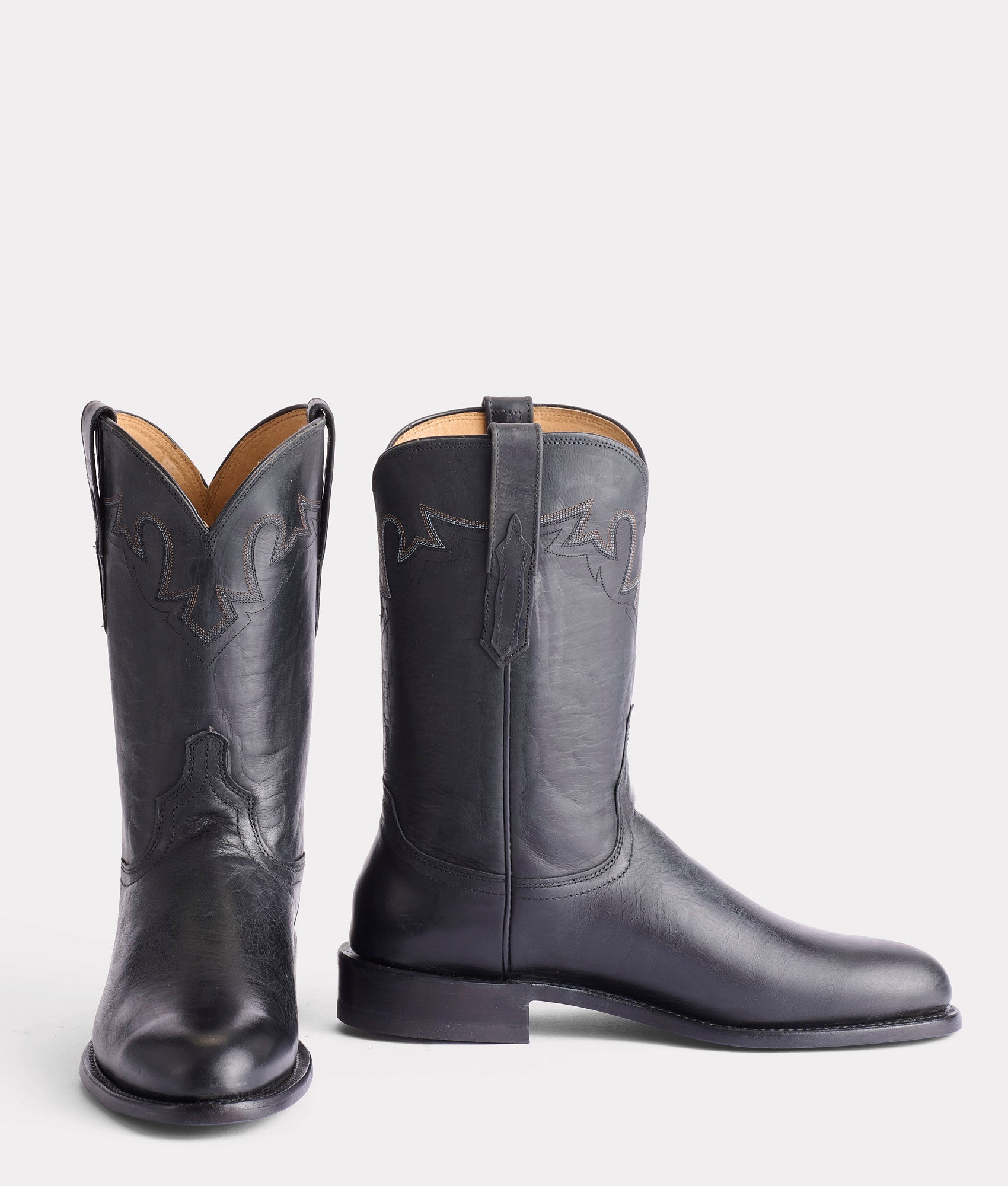 Sunset Roper Cowboy Boots - Genuine Leather Black Western Boots for Men | Perfect for Rodeo, Country Dancing & Outdoor Adventures
