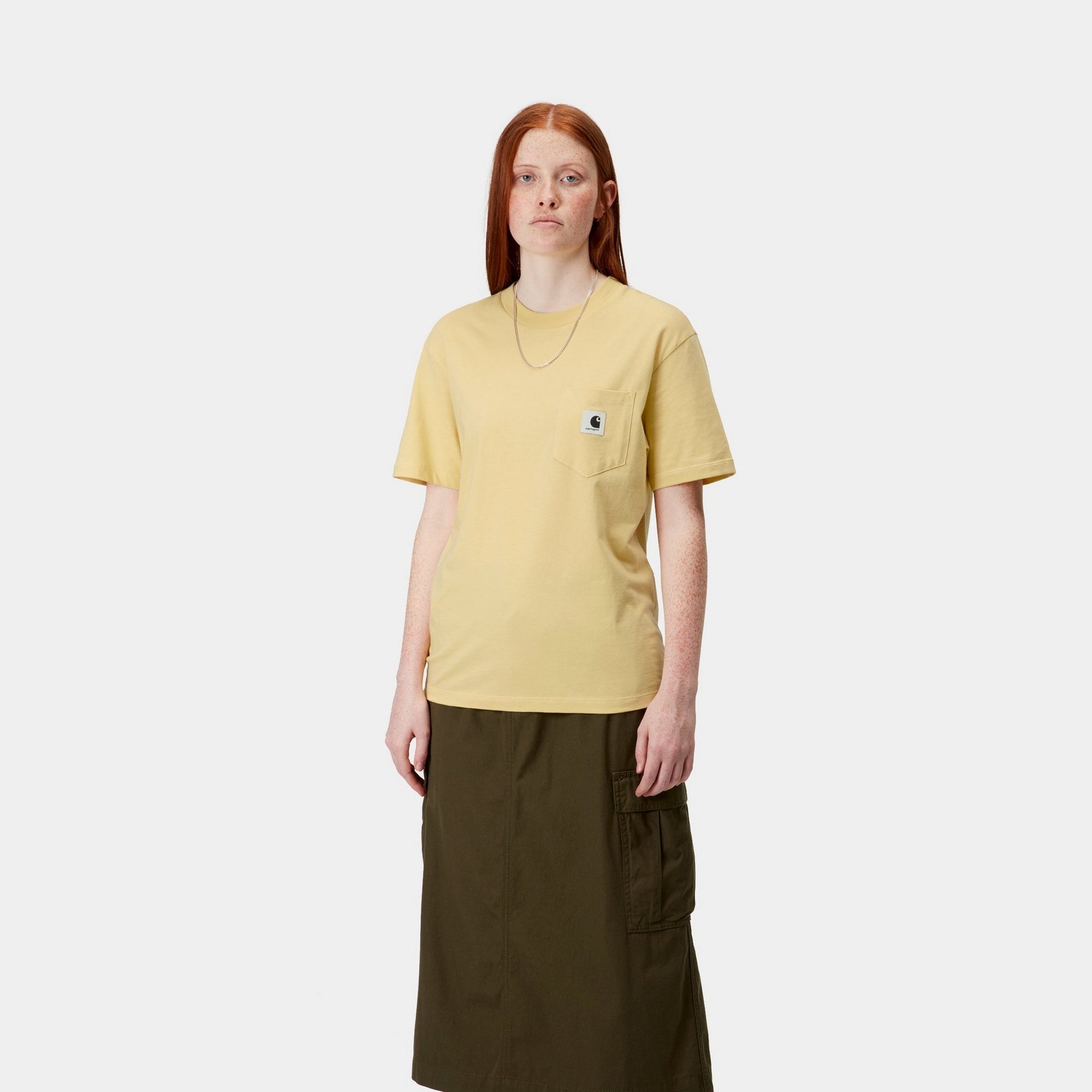 Women's Air Yellow Pocket T-Shirt | Comfortable Casual Tee for Everyday Wear | Perfect for Work, Outings & Relaxation