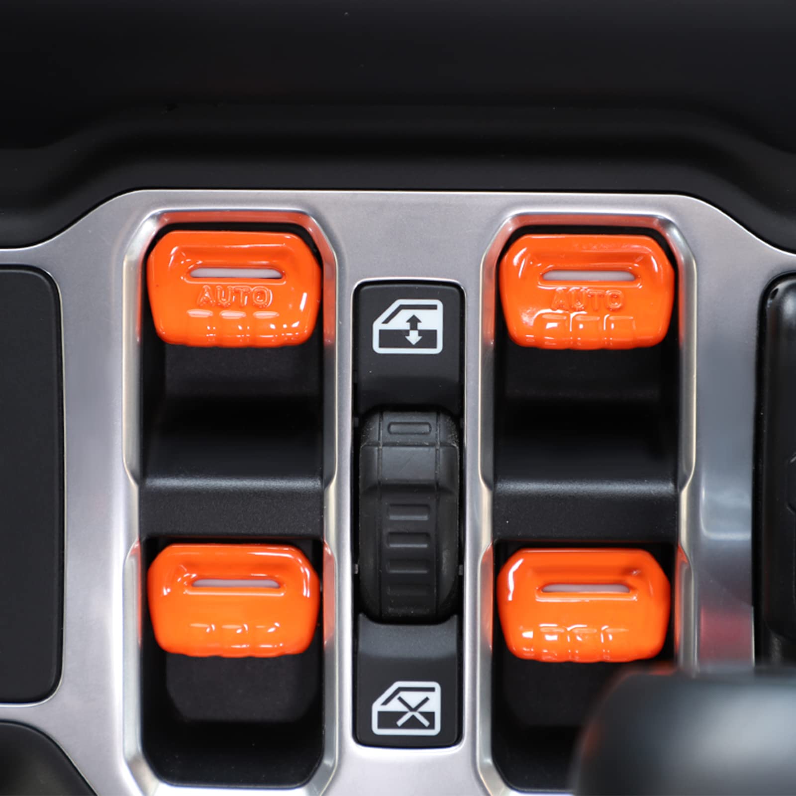 4PCS Orange Window Switch Button Cover Trim for Jeep Wrangler JL JLU & Gladiator JT 2018-2024 - Interior Accessories Upgrade for Enhanced Protection & Style - Perfect for Off-Roading & Daily Driving