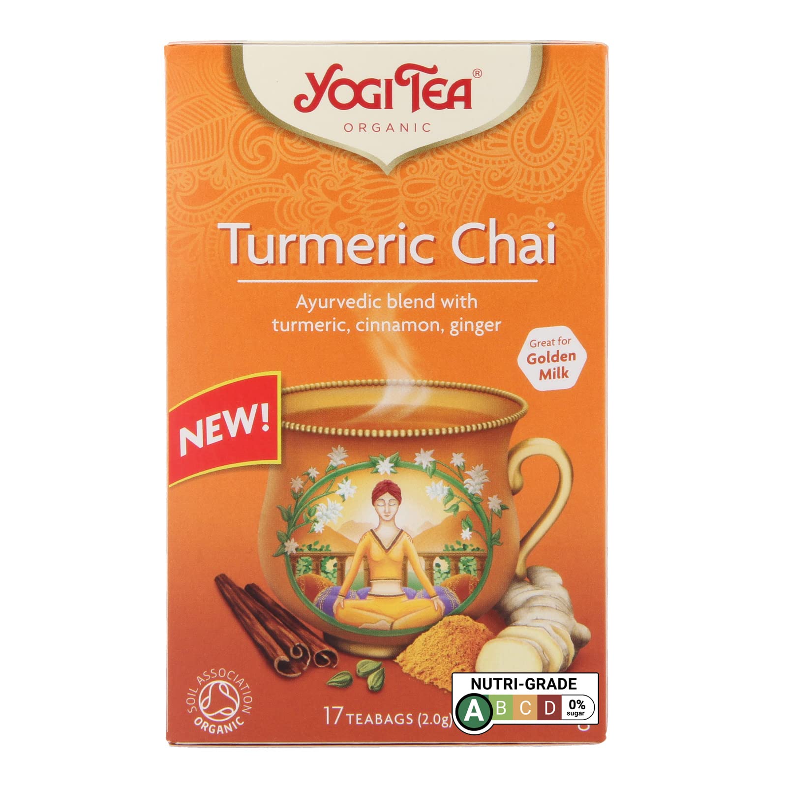 Organic Yogi Tea Turmeric Chai - 34 Tea Bags (Pack of 2) | Herbal Spiced Tea Blend | Perfect for Relaxation & Wellness Moments