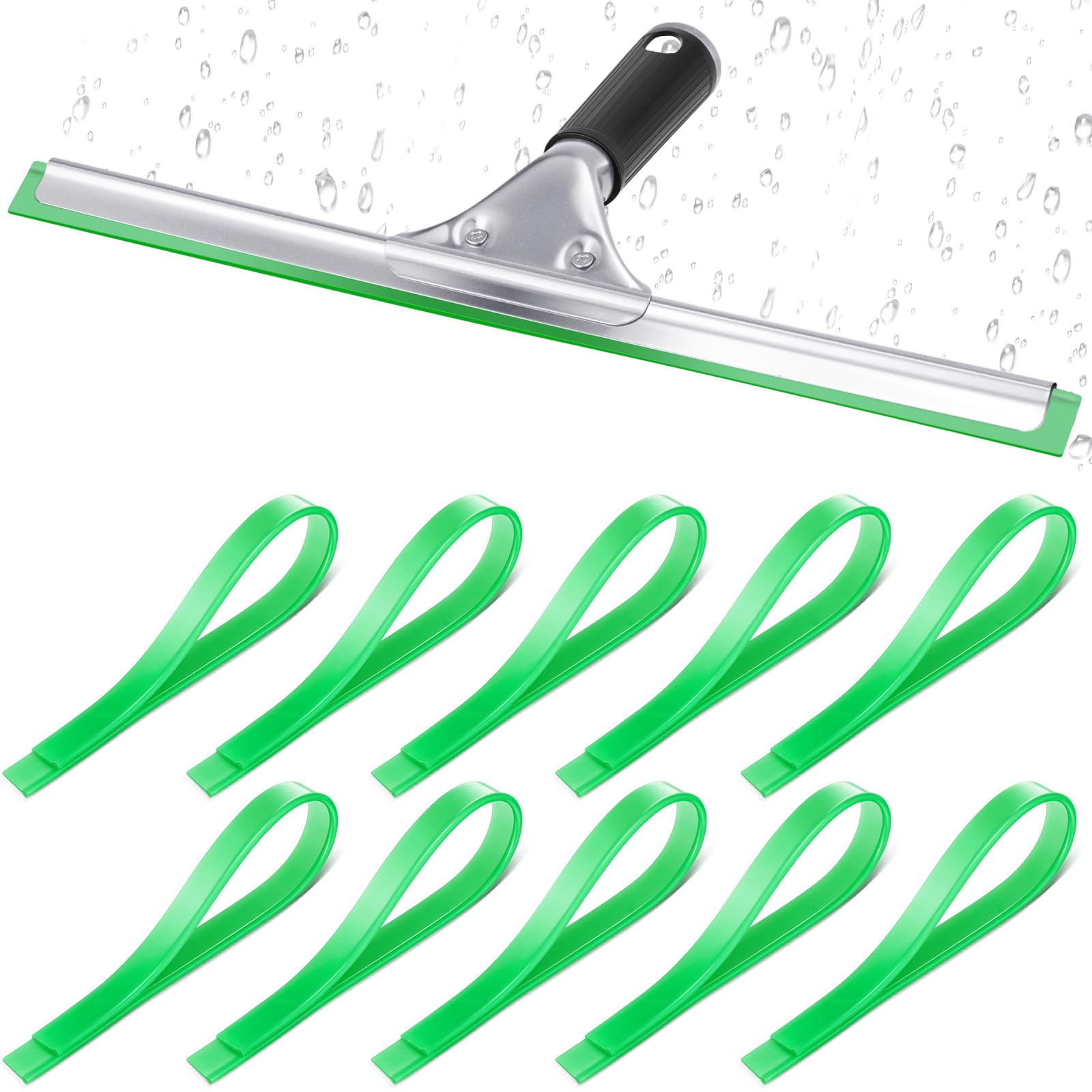 Frienda 10 Pcs 18-Inch Squeegee Rubber Replacement Blades for Windows, Glass, Shower Doors, Kitchen Cleaning, and Car Washing