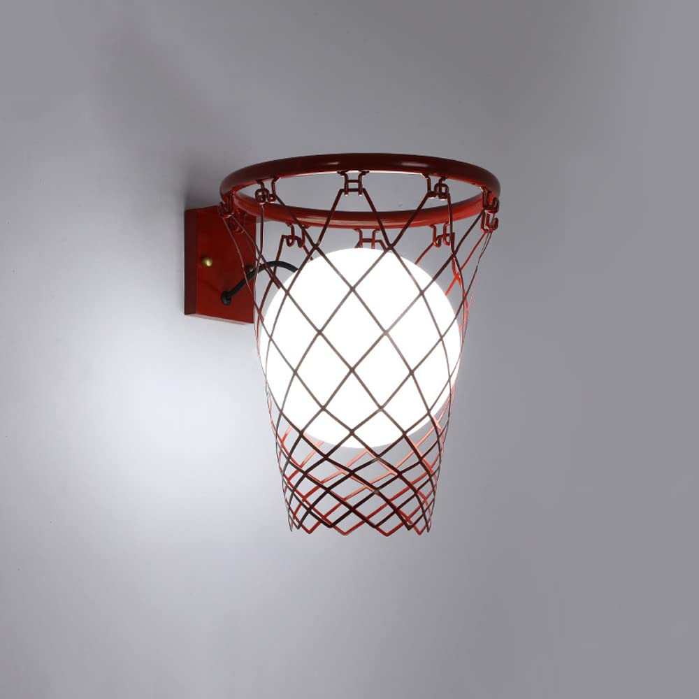 Modern Basketball Wall Sconce Light - Glass Globe Wall Mount Lamp Shade for Indoor Lighting - Creative LED Wall Fixture for Living Room, Bedroom, Staircase & Home Decor - Perfect for Sports Themed Rooms, Game Rooms and Man Caves