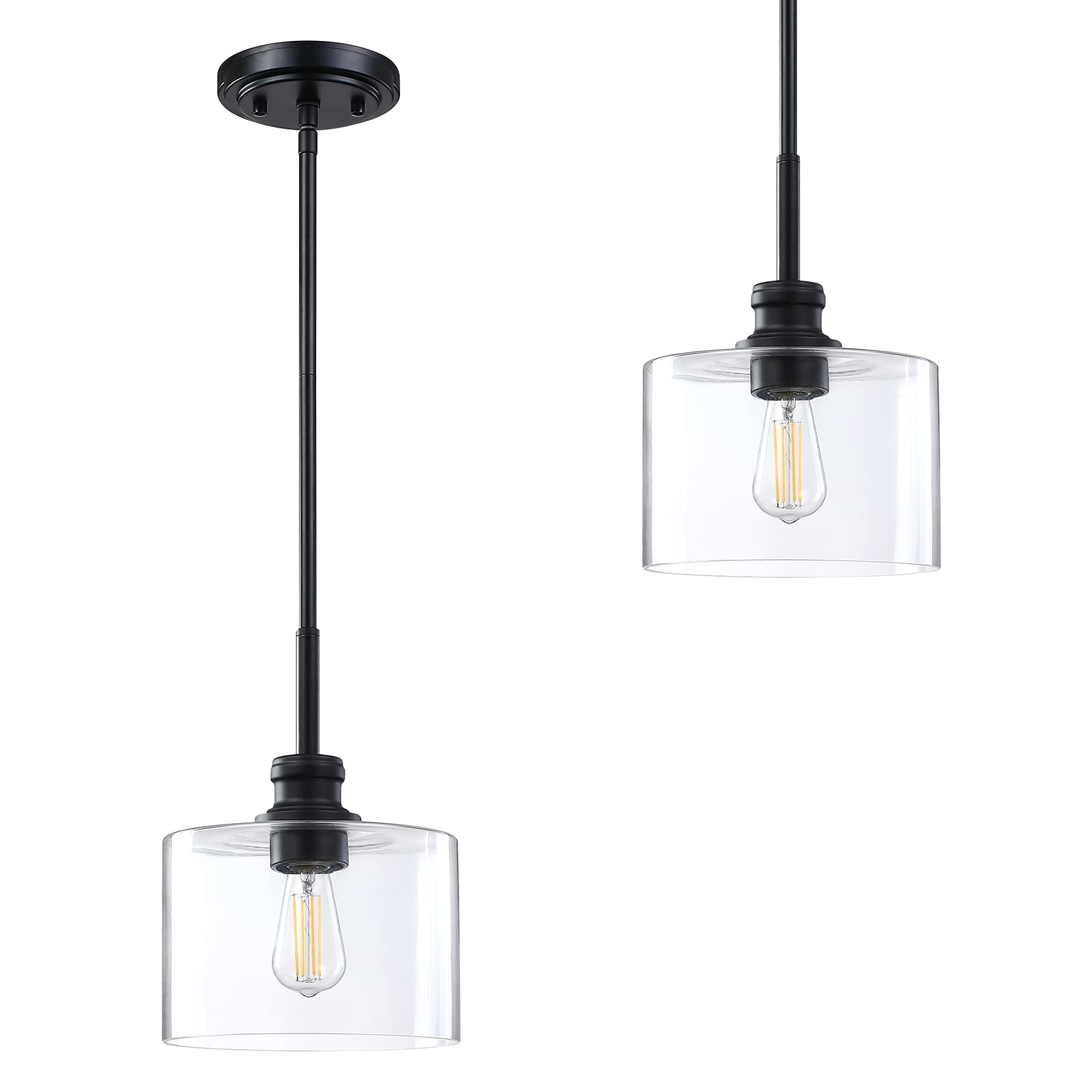 2 Pack Vintage Hanging Pendant Lights - Oil Rubbed Bronze Finish with 7.5